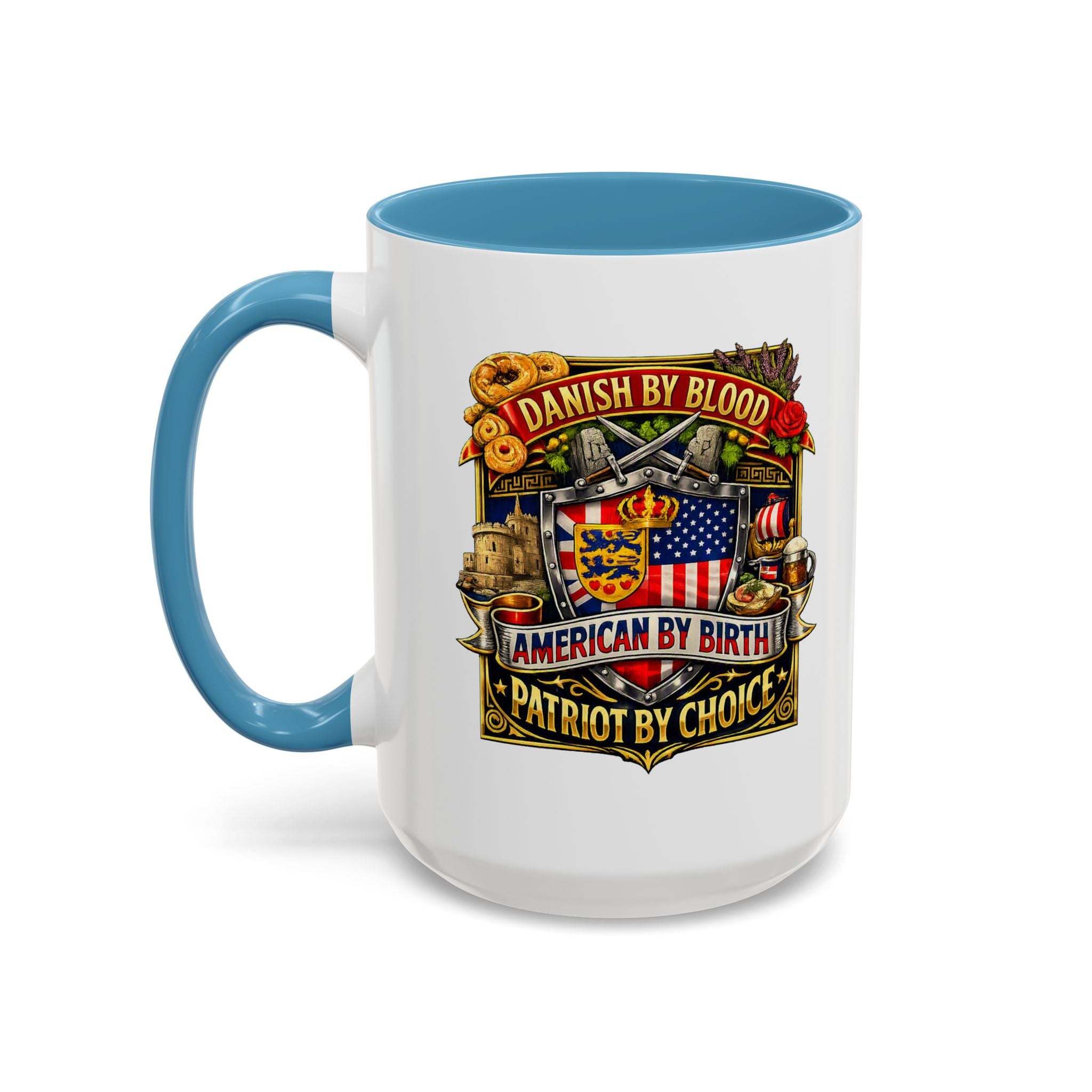 Danish/American Pride Danish by Blood, American by Birth Accent Coffee Mug (11/15oz)