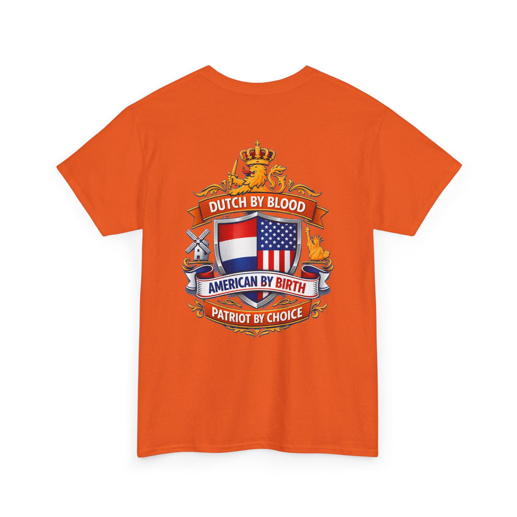 Dutch by Blood, American by Birth T-Shirt — Patriotic Netherlands USA Crest Tee