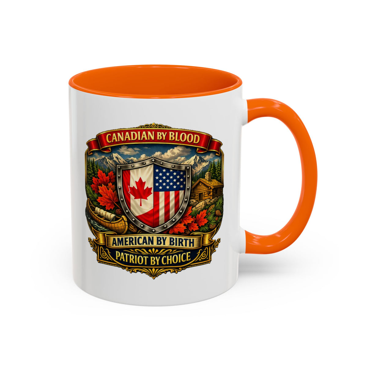 Canadian by Blood American by Birth Accent Coffee Mug — Patriot by Choice 11/15oz