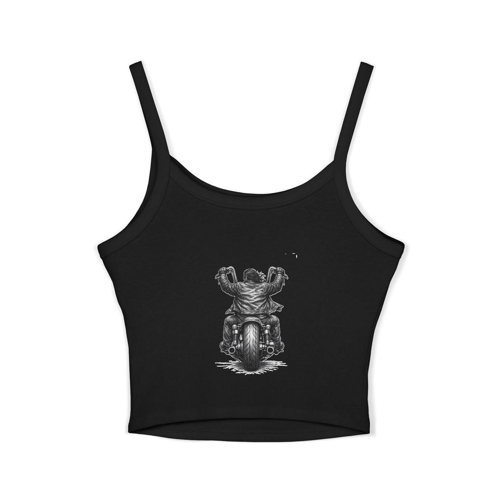 Motorcycle Rider Crop Tank Top — Vintage Biker Graphic