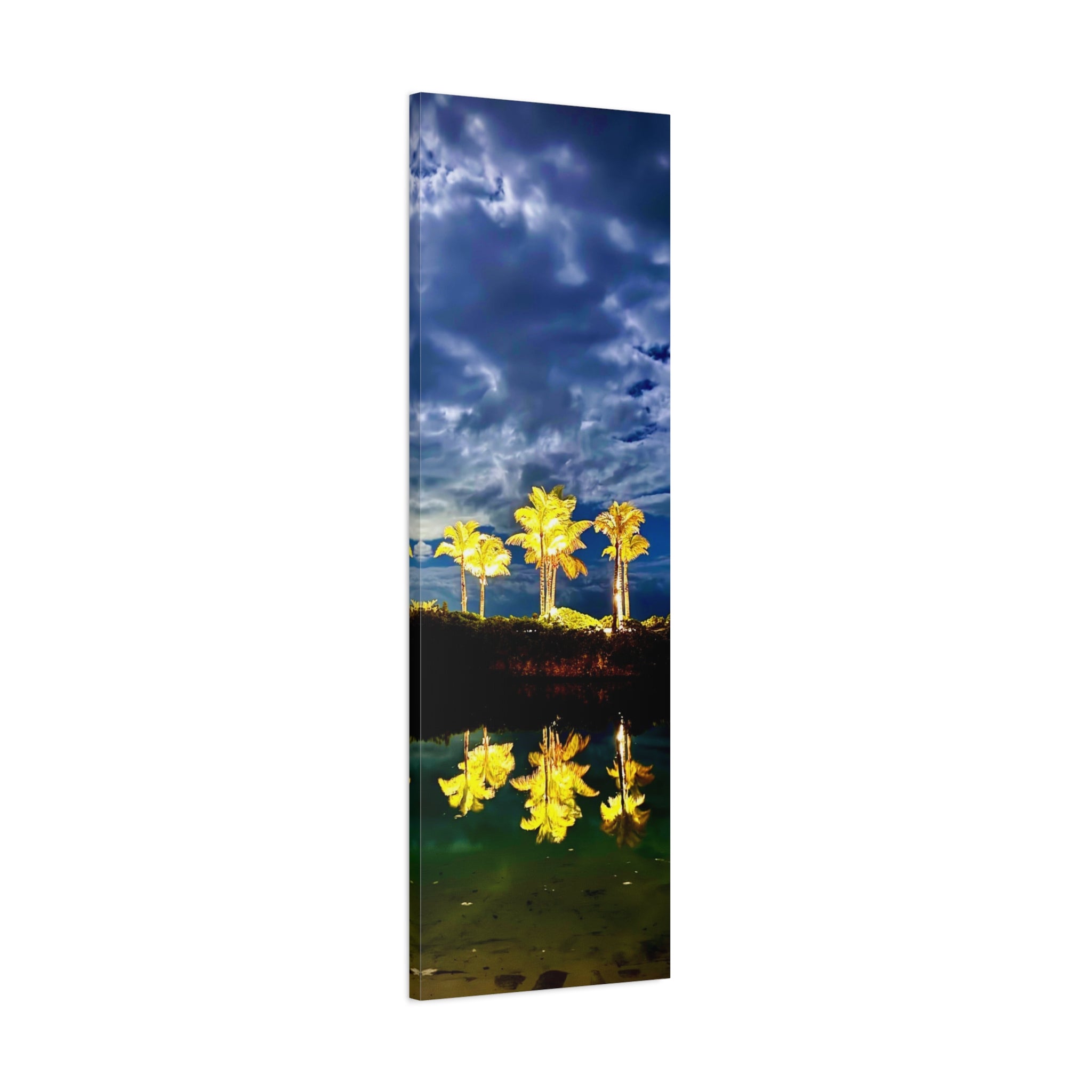 Palm Tree Reflection Matte Canvas Wall Art — Quanta Roo, Tropical Evening