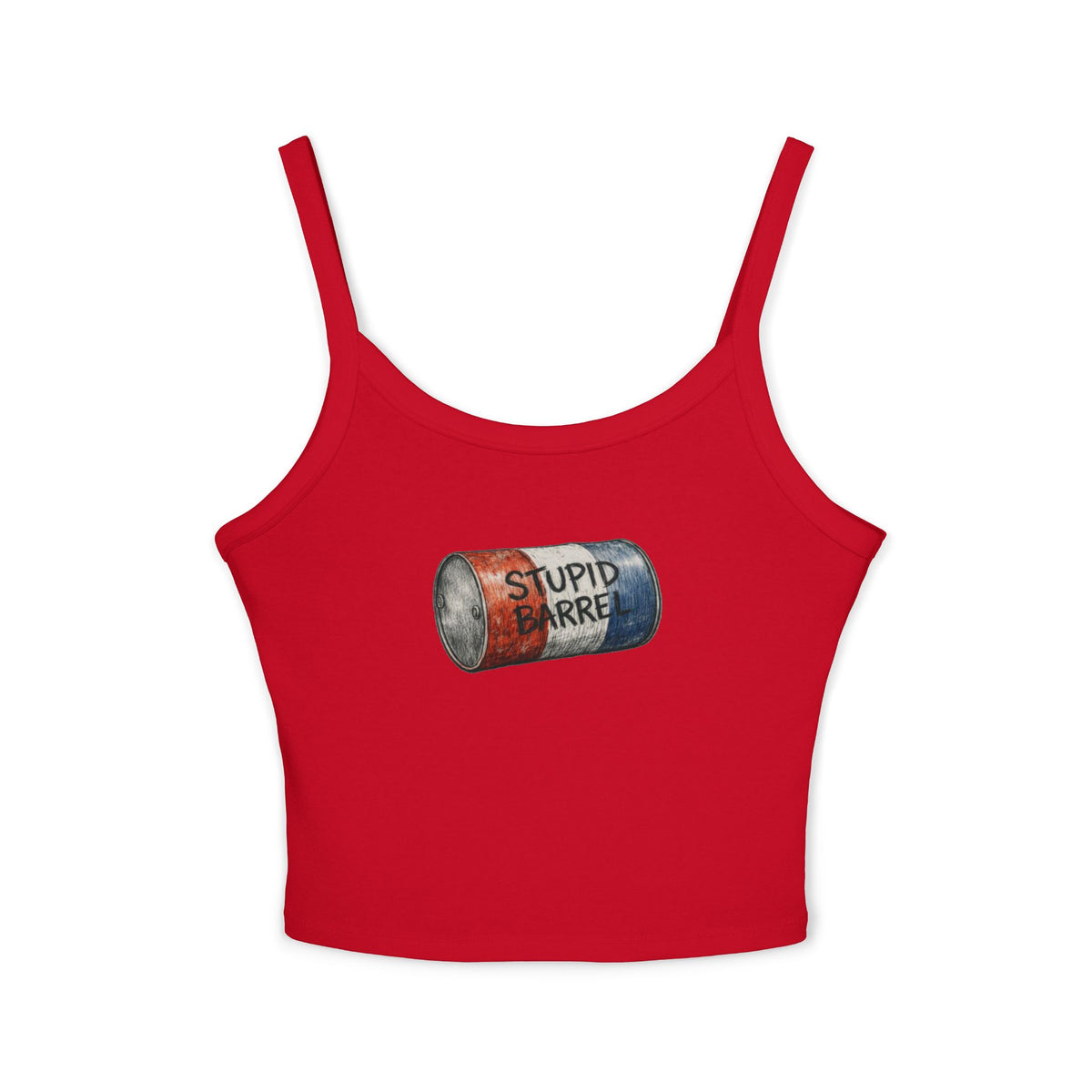 Stupid Barrel Graphic Cropped Tank — Women’s Spaghetti Strap Crop Top
