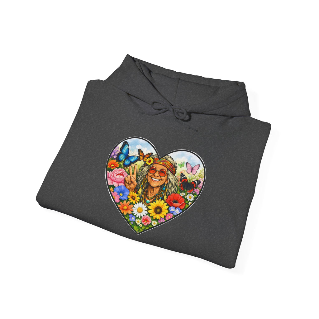 Heart Floral Hippie Hoodie - Vintage Flower Child Pullover