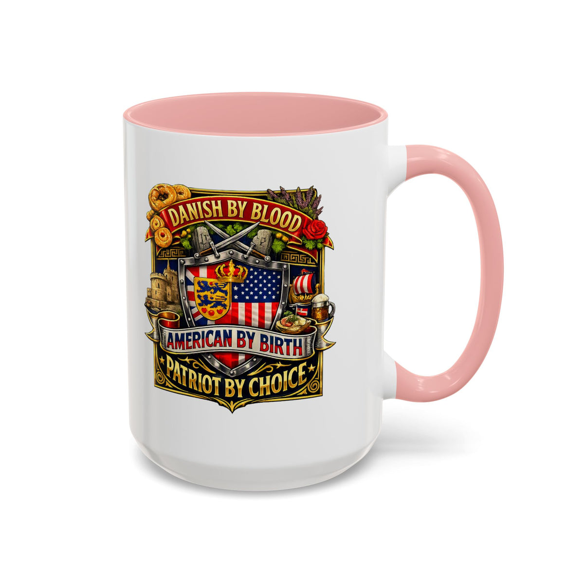 Danish/American Pride Danish by Blood, American by Birth Accent Coffee Mug (11/15oz)