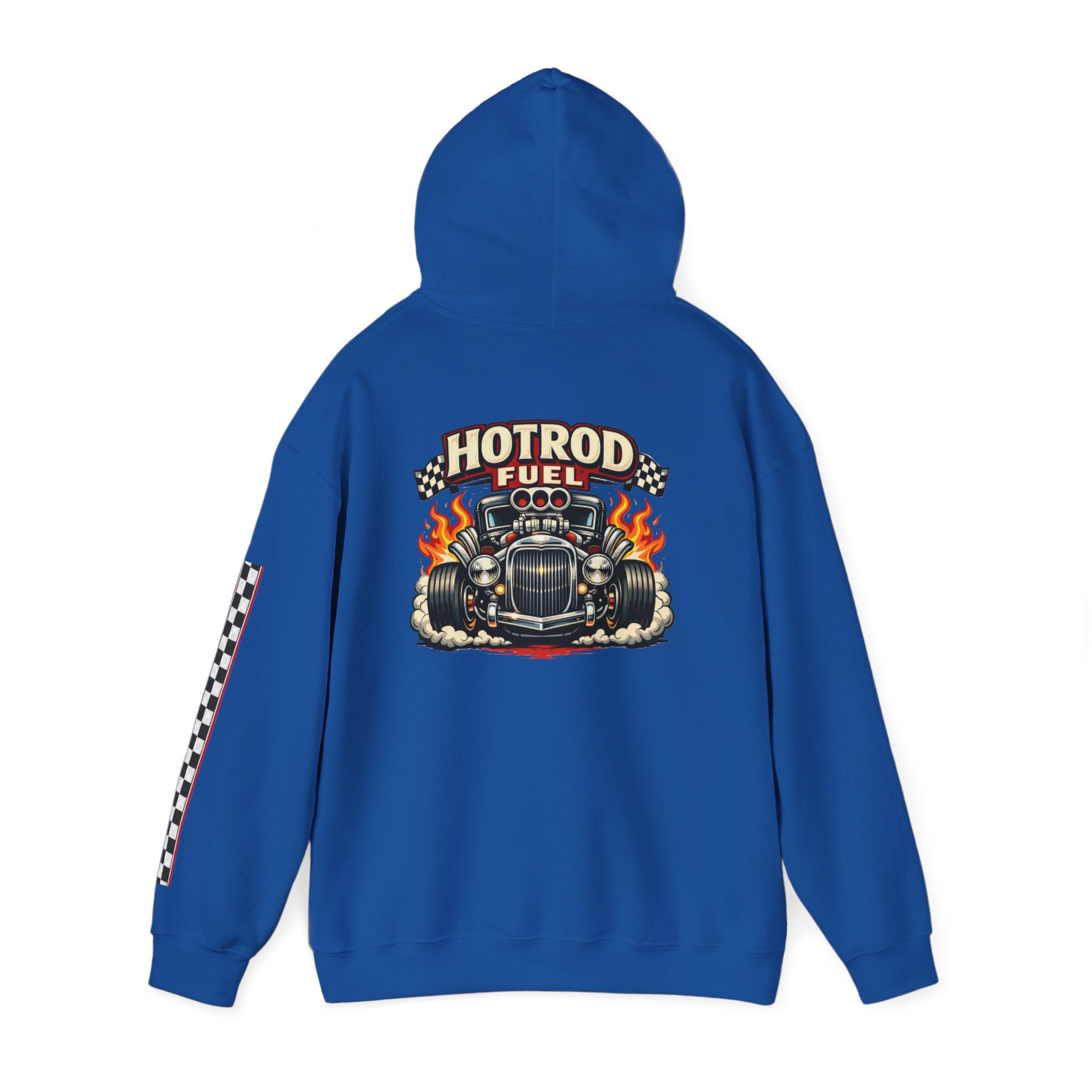 Hot Rod Hoodie — "Hot Rod Fuel" Vintage Car Racing Pullover