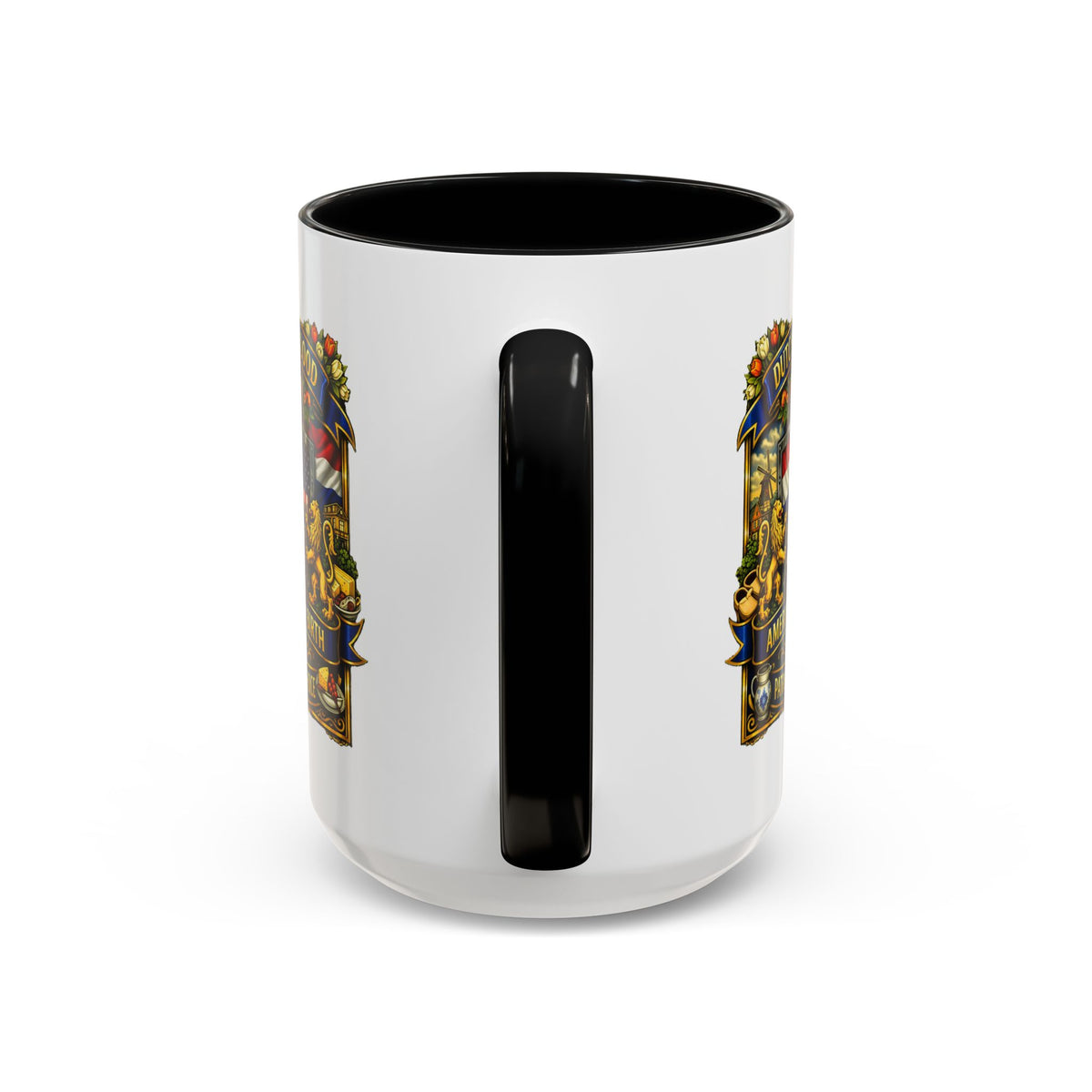 Dutch/American Pride Mug with Vintage Botanical Crest Design