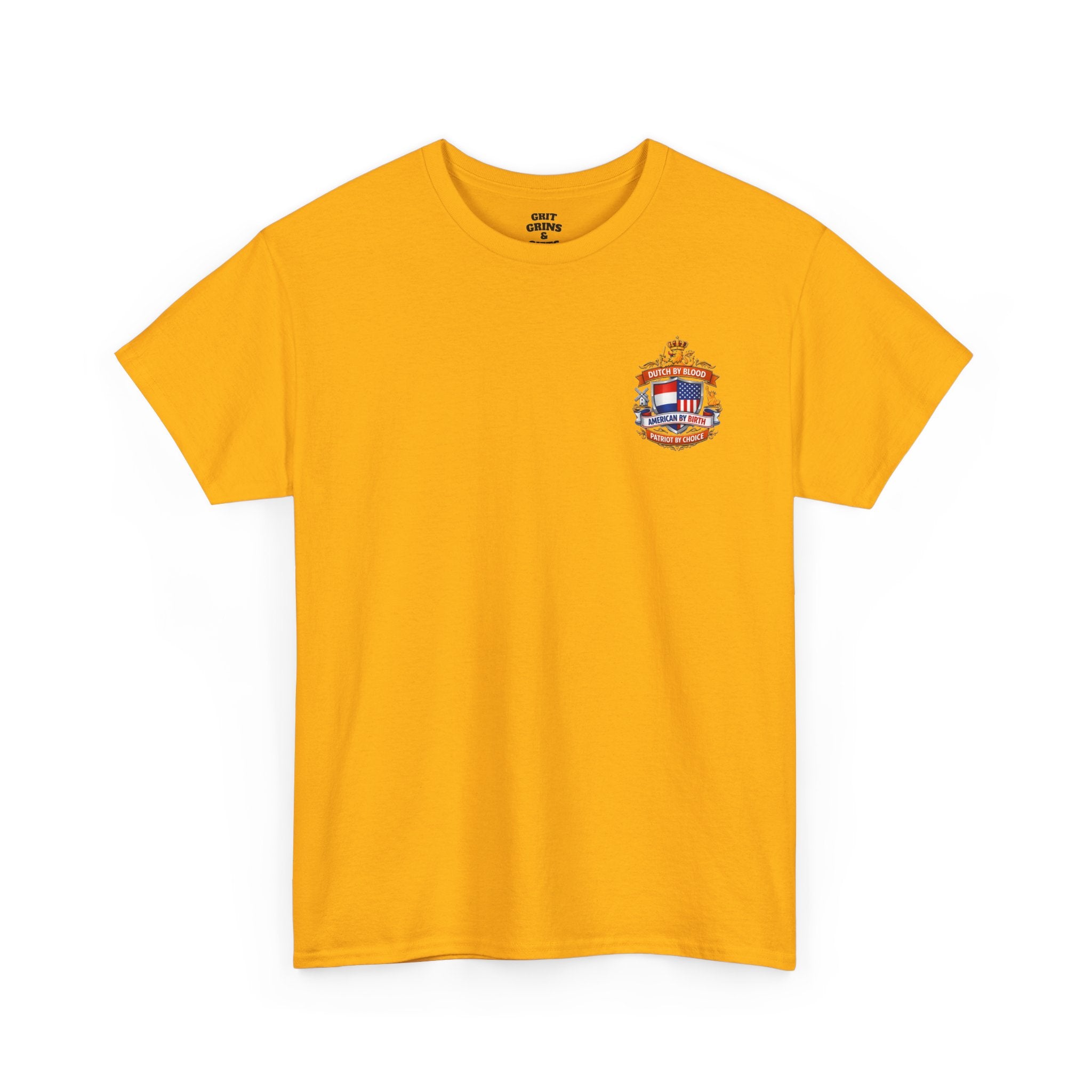 Dutch by Blood, American by Birth T-Shirt — Patriotic Netherlands USA Crest Tee