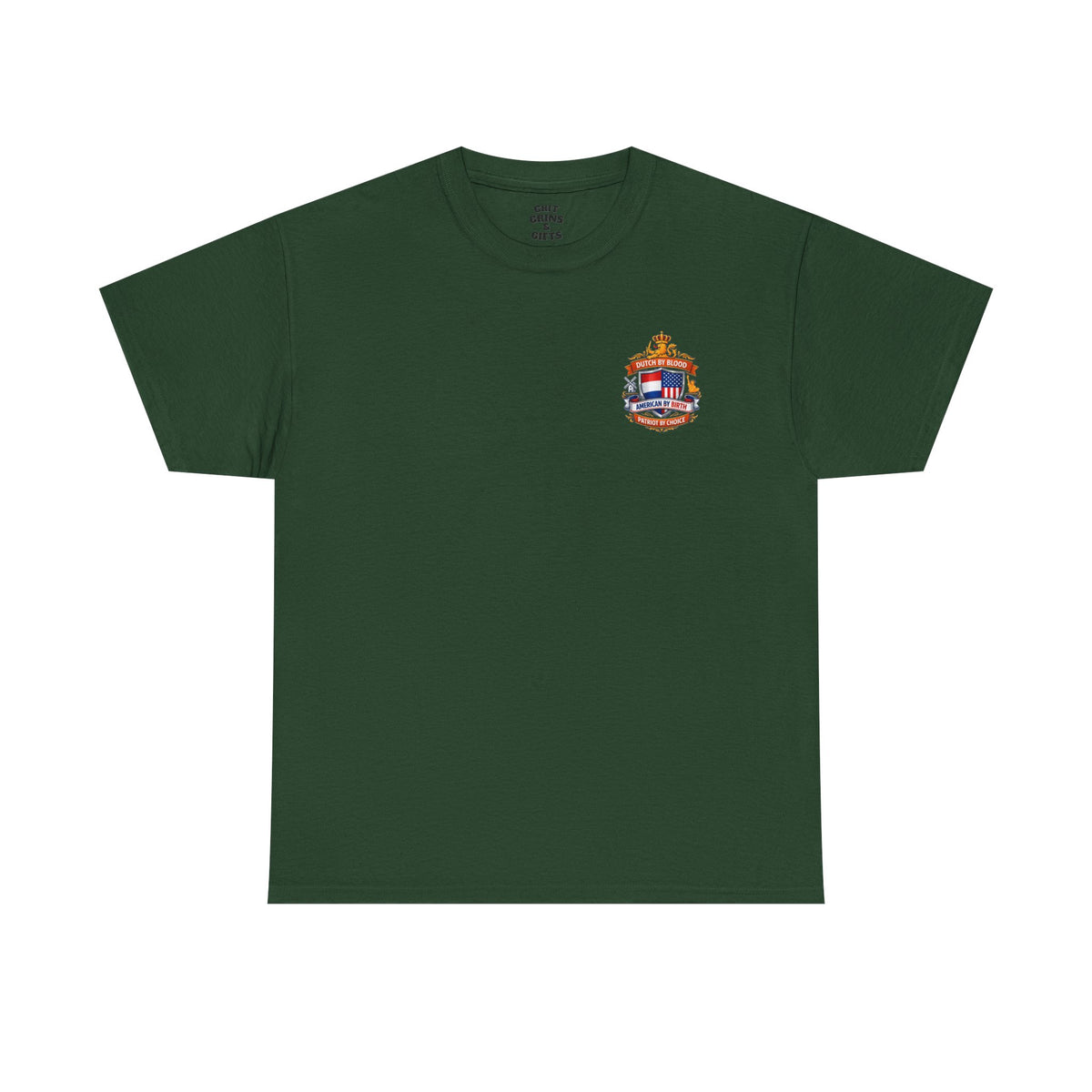 Dutch by Blood, American by Birth T-Shirt — Patriotic Netherlands USA Crest Tee