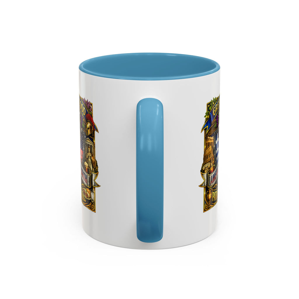 Greek by Blood, American by Birth Accent Coffee Mug – Patriotic Greek Heritage 11/15oz