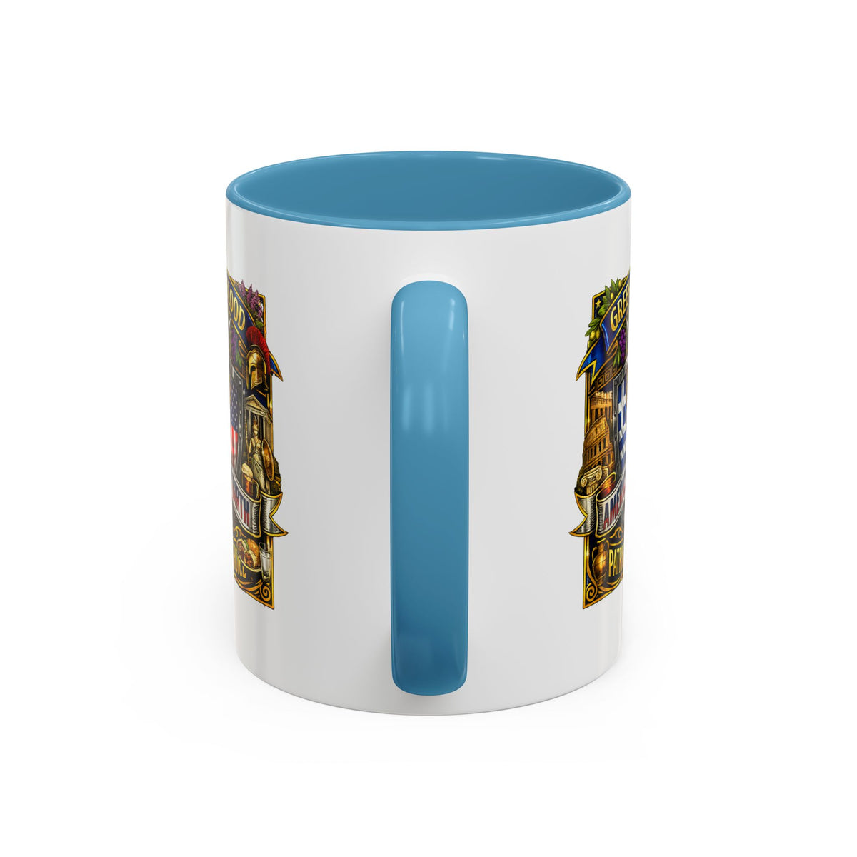 Greek by Blood, American by Birth Accent Coffee Mug – Patriotic Greek Heritage 11/15oz