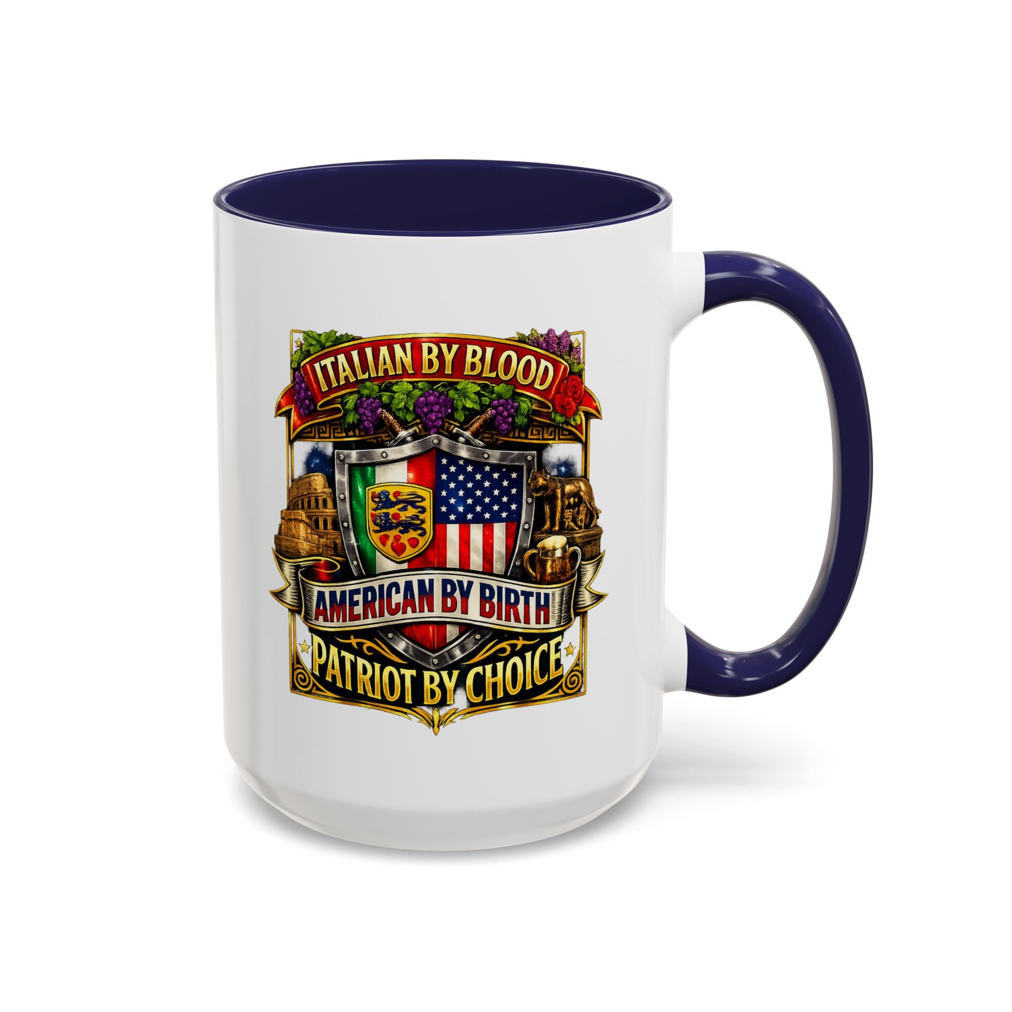 Italian by Blood American by Birth "Patriot by Choice" Accent Coffee Mug (11/15oz)