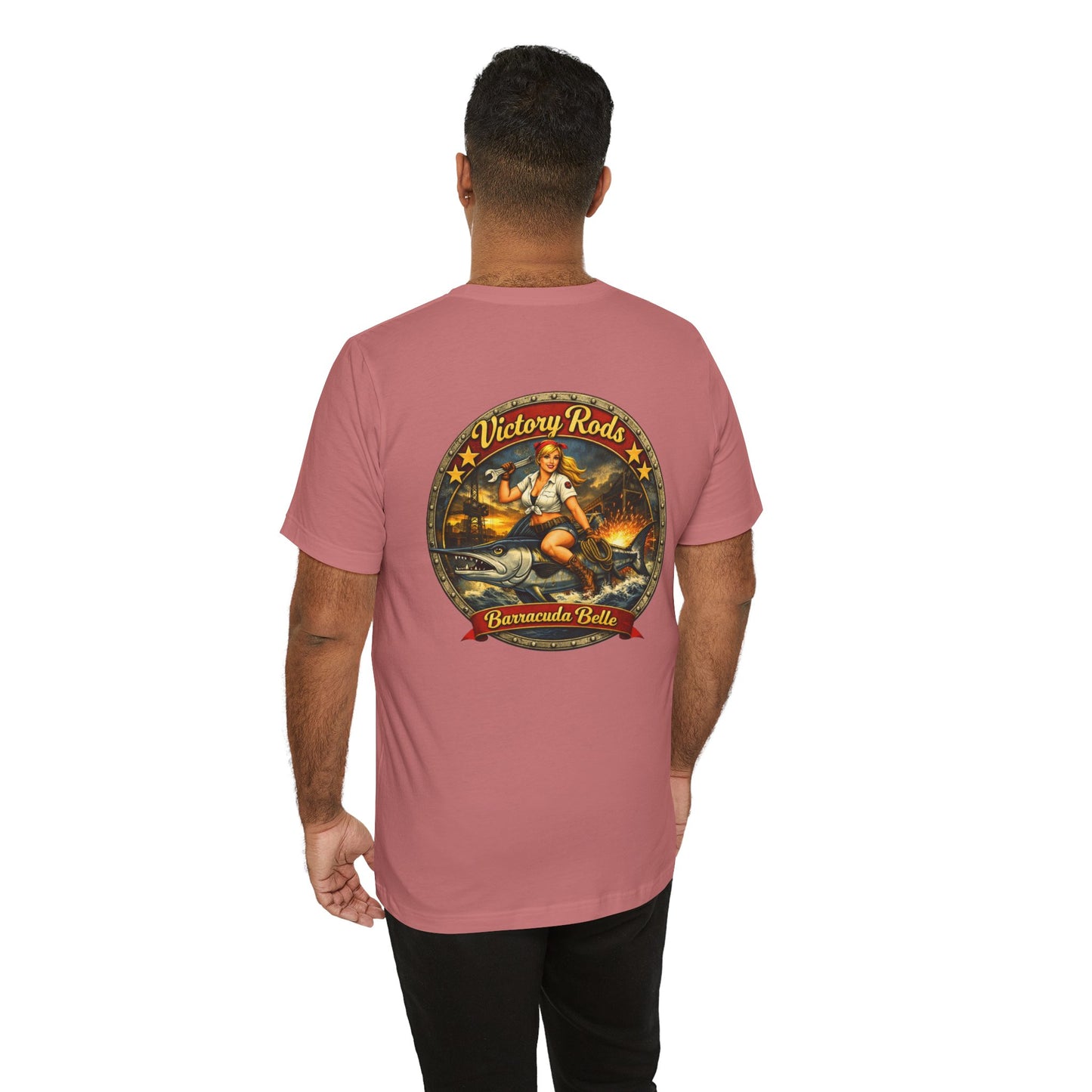 Barracuda Belle Vintage Pinup Tee — Victory Rods Motorcycle T‑Shirt