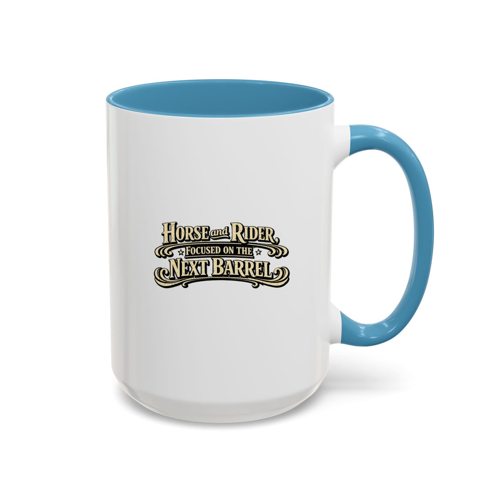 Barrel Racing Coffee Mug — "Horse and Rider Focused on the Next Barrel"