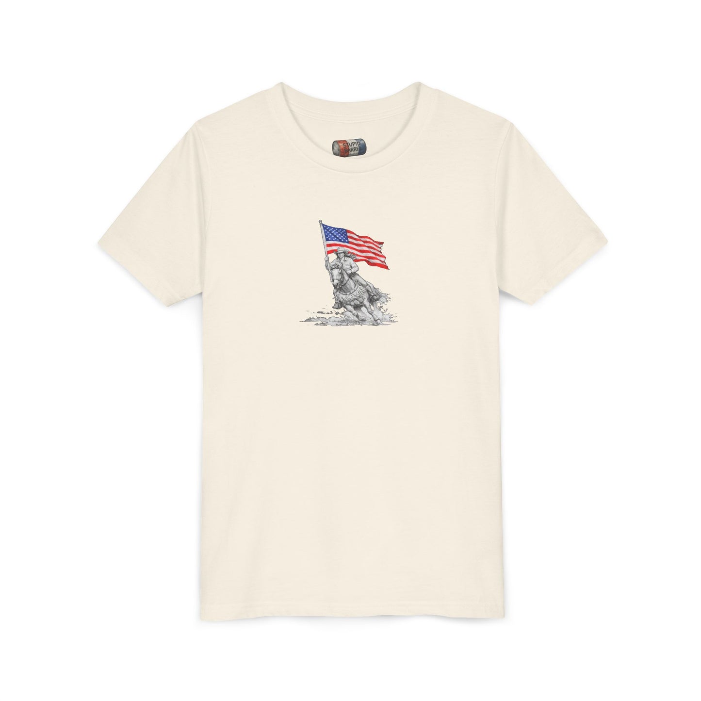 Youth Tee — Rodeo Bull Rider with Patriotic Barrel Graphic