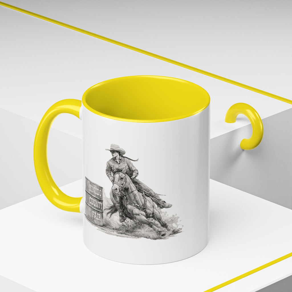 Barrel Racing Coffee Mug — "Horse and Rider Focused on the Next Barrel"