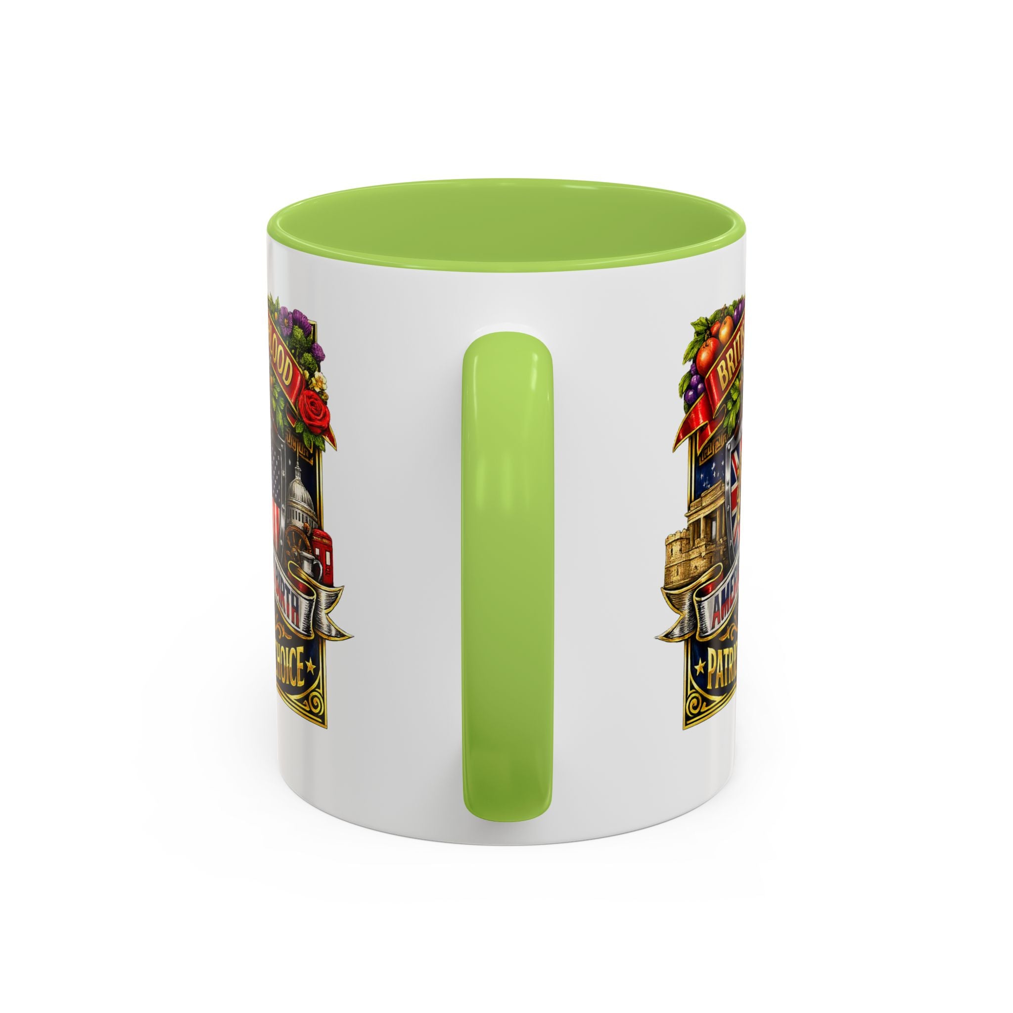 British Pride Coffee Mug — "British by Blood, American by Birth, Patriot by Choice" Patriotic Ceramic Mug