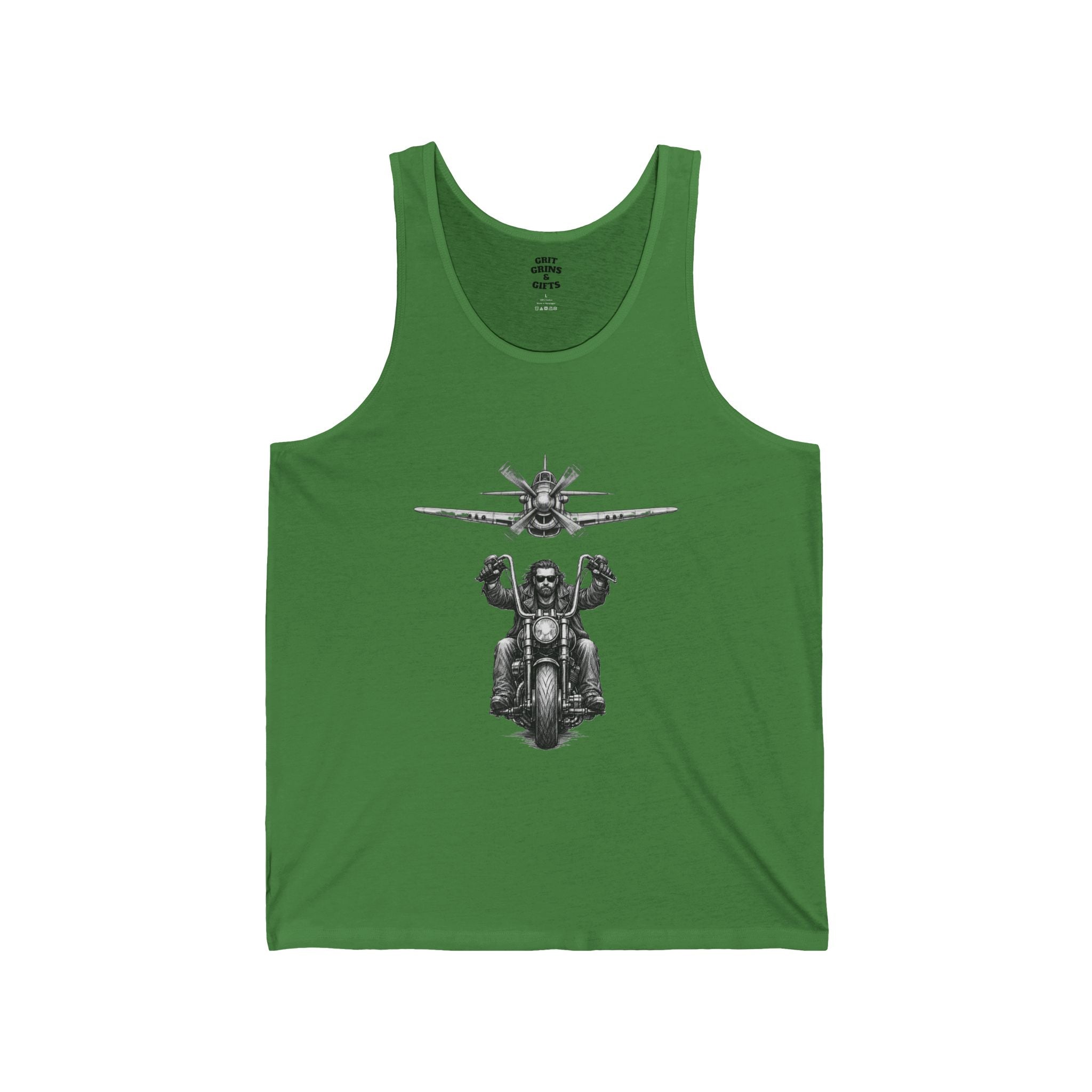 Freedom Flyer Tank Top — Eagle, Motorcycle & P-51 Plane Patriotic Graphic Tank