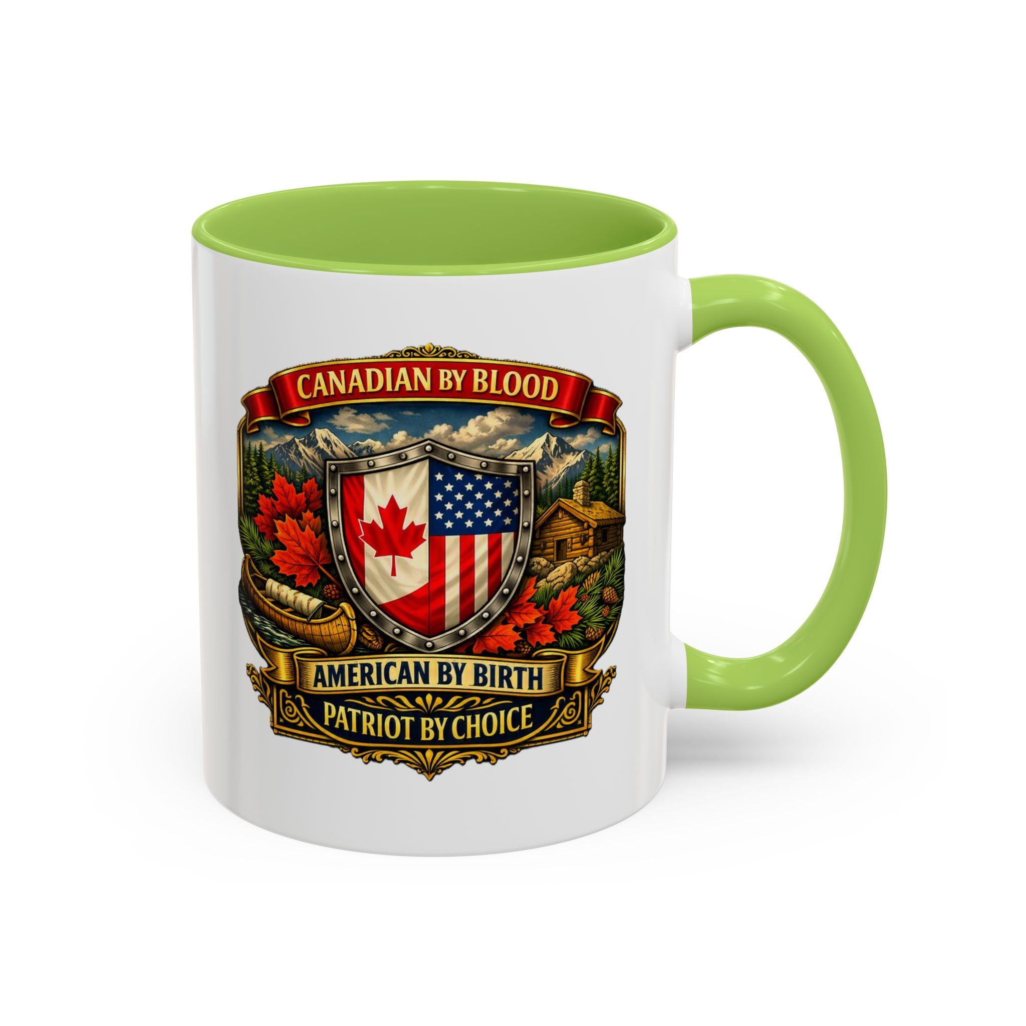 Canadian by Blood American by Birth Accent Coffee Mug — Patriot by Choice 11/15oz