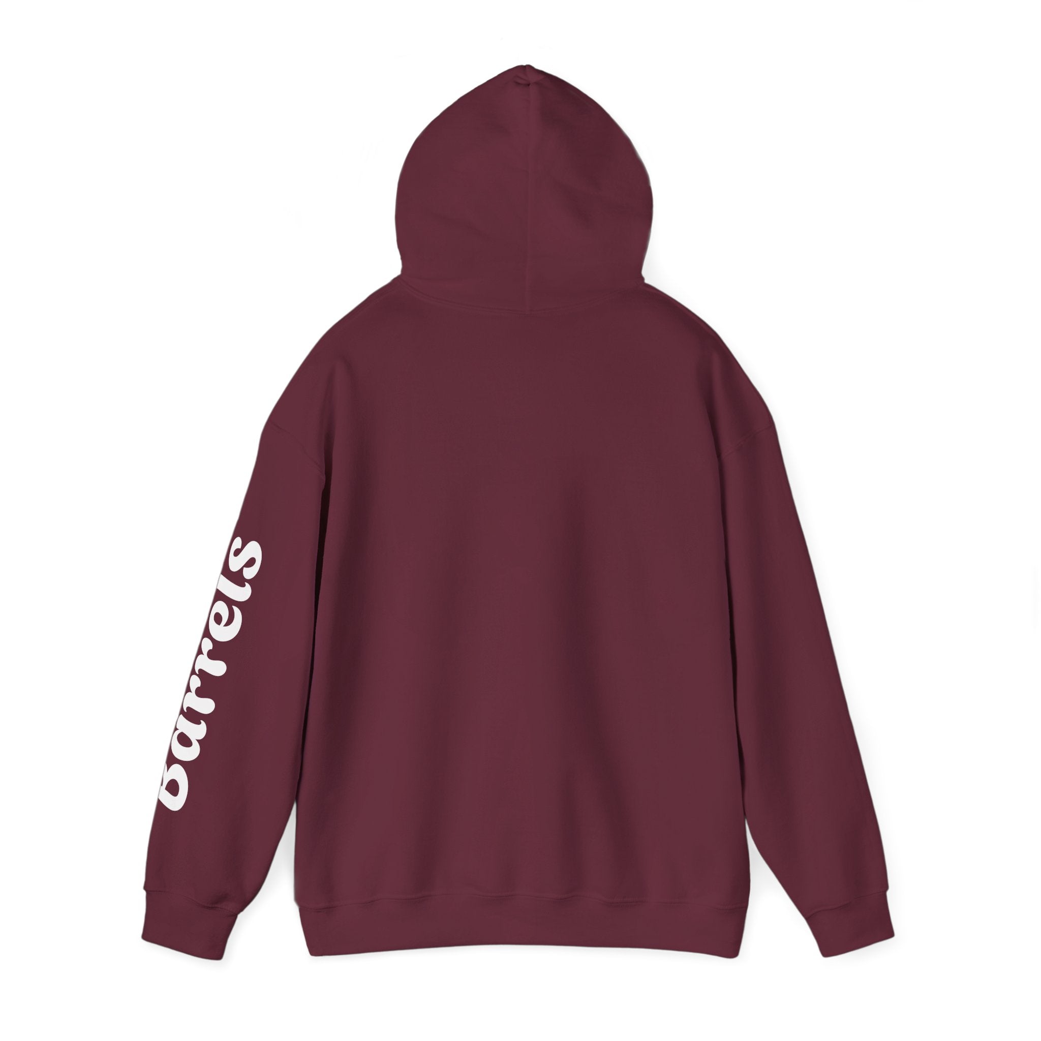 Cowgirl Barrel Racing Hoodie — Western Rodeo Pullover with 'barrels' Sleeve Text