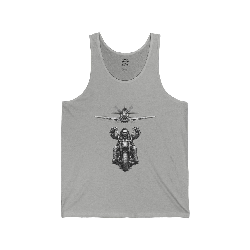 Freedom Flyer Tank Top — Eagle, Motorcycle & P-51 Plane Patriotic Graphic Tank