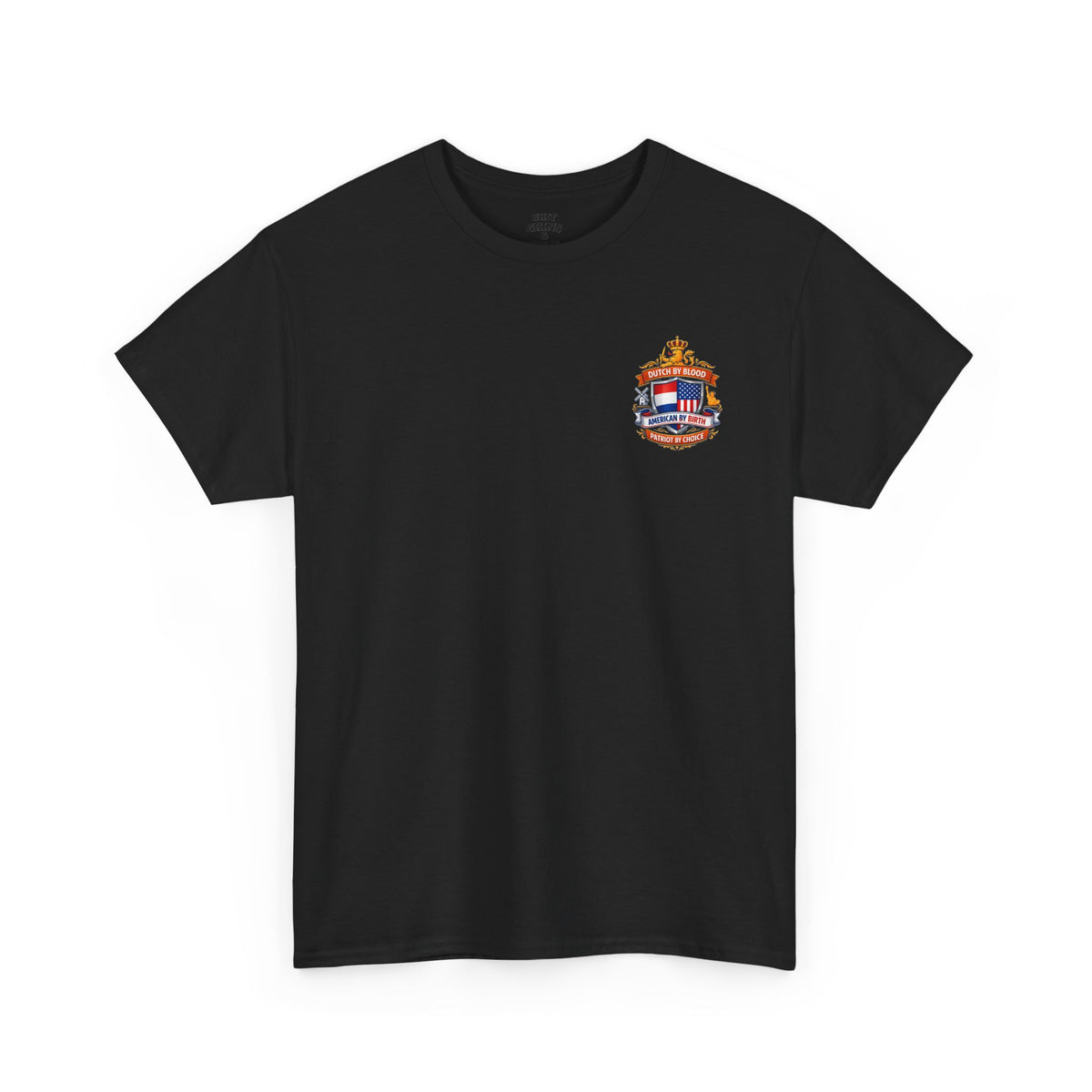 Dutch by Blood, American by Birth T-Shirt — Patriotic Netherlands USA Crest Tee