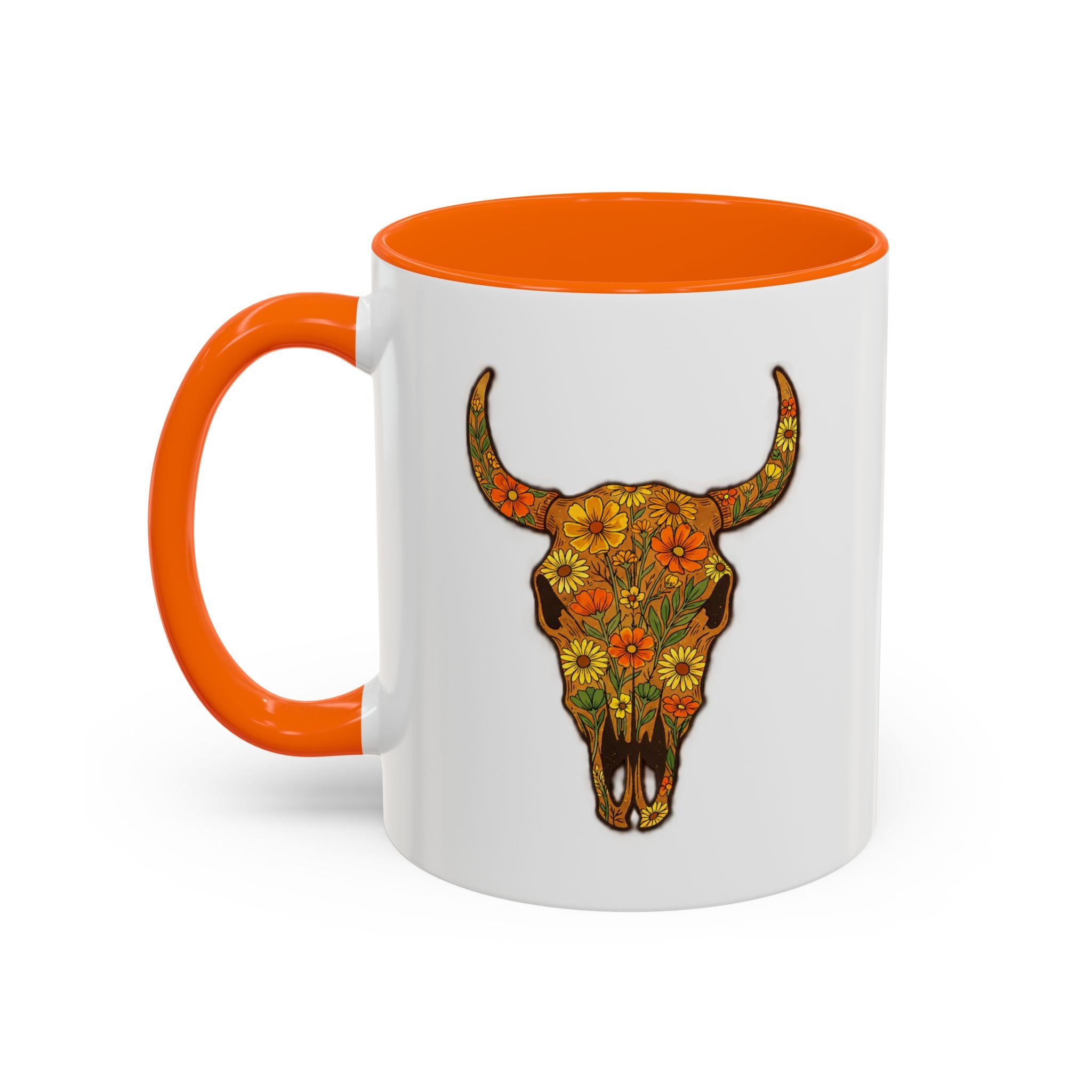 Copy of Turquoise Floral Bull Skull Coffee Mug — Southwestern Accent 11/15oz