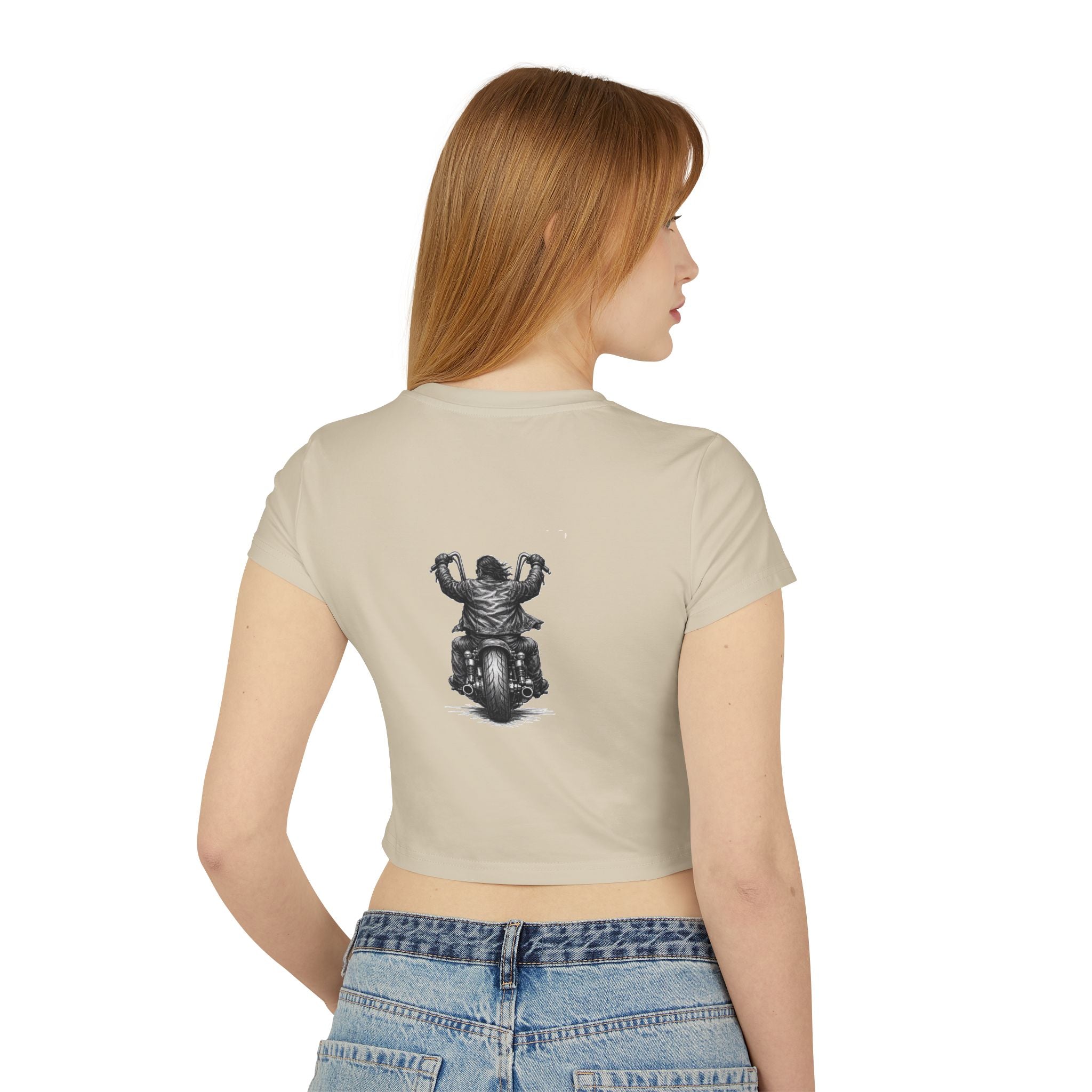 Biker Women's Baby Tee — Vintage "BBBAD" Design