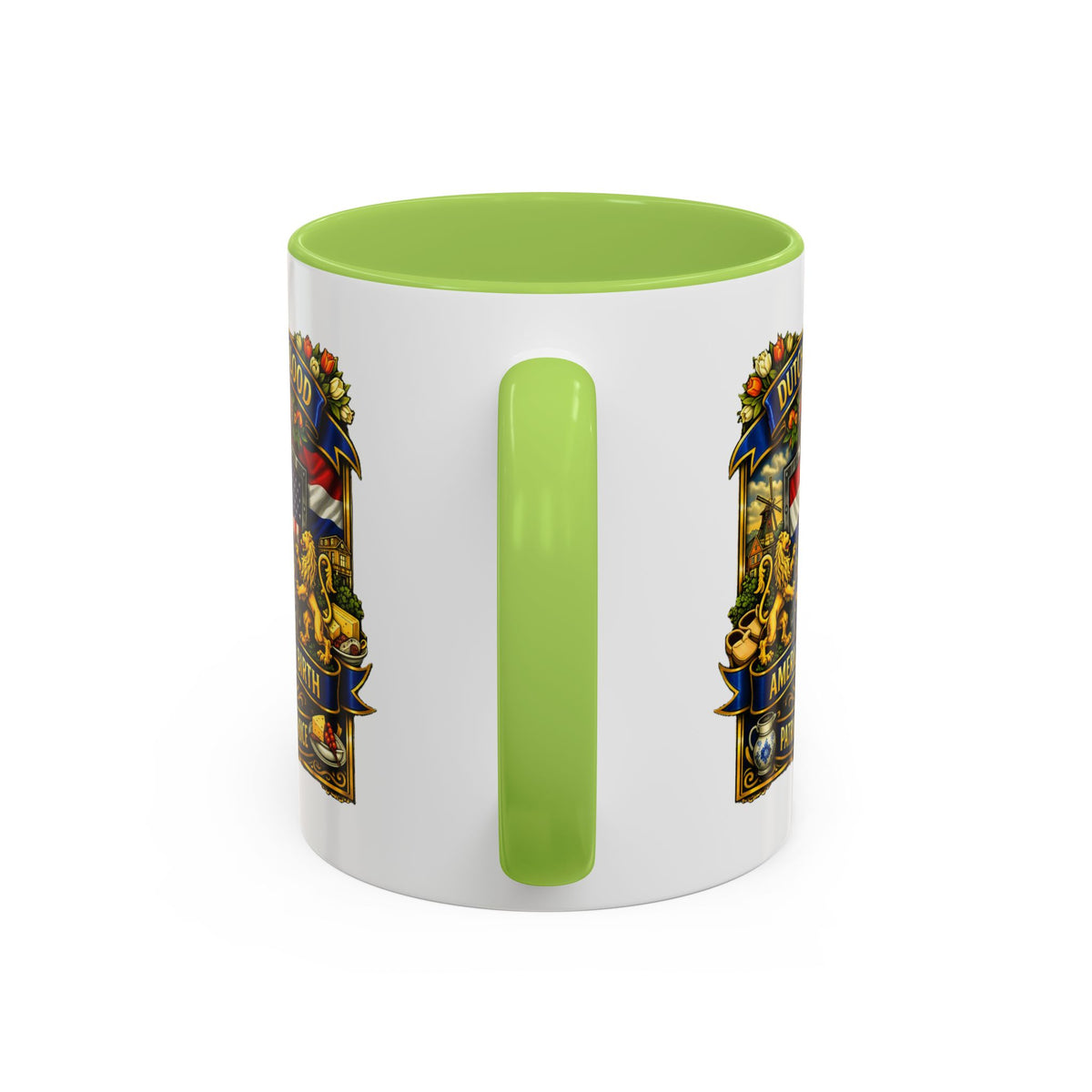 Dutch/American Pride Mug with Vintage Botanical Crest Design