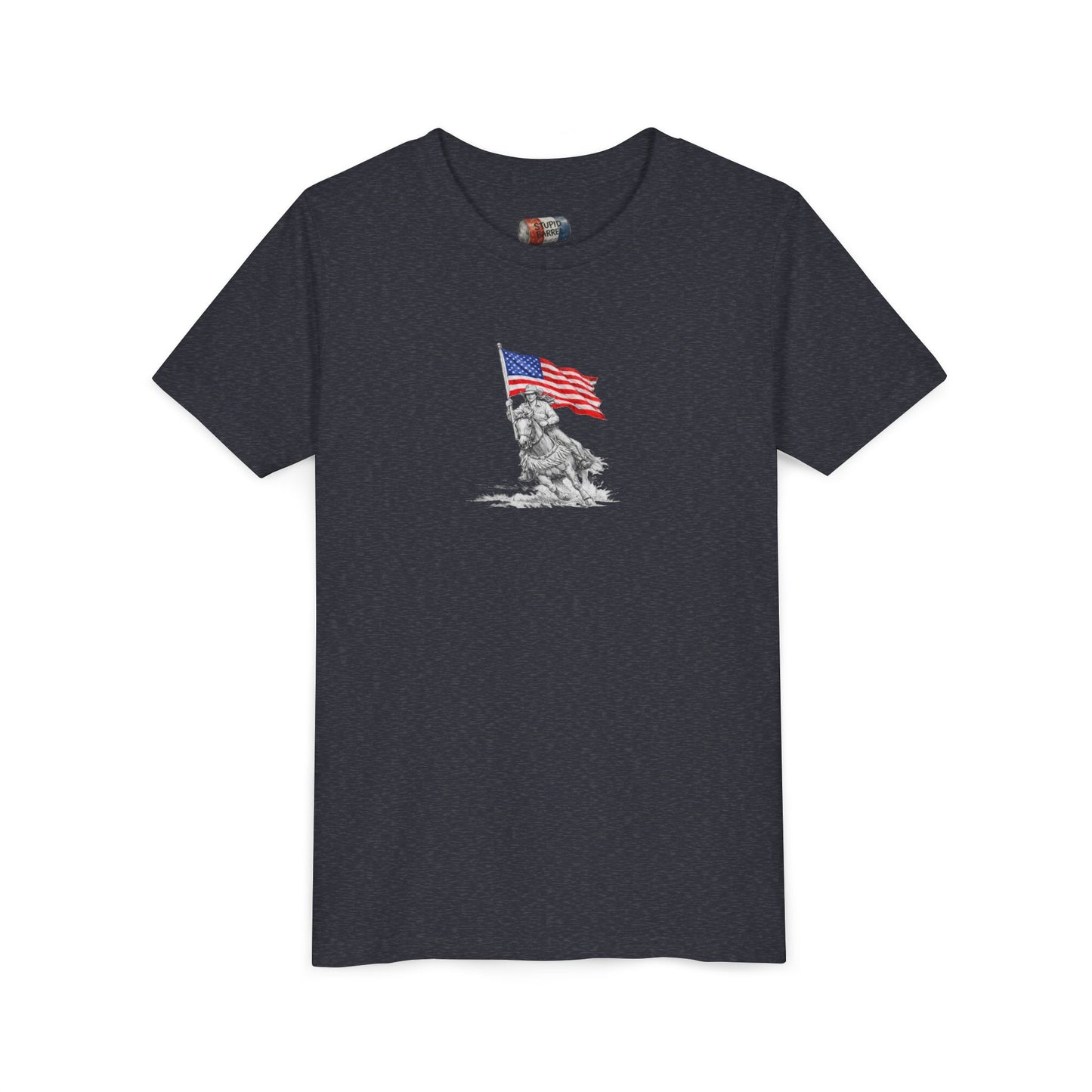 Youth Tee — Rodeo Bull Rider with Patriotic Barrel Graphic