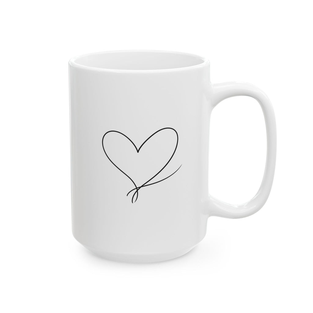 Ceramic Mug - Minimal Outline Romantic Coffee Mug (11oz & 15oz)