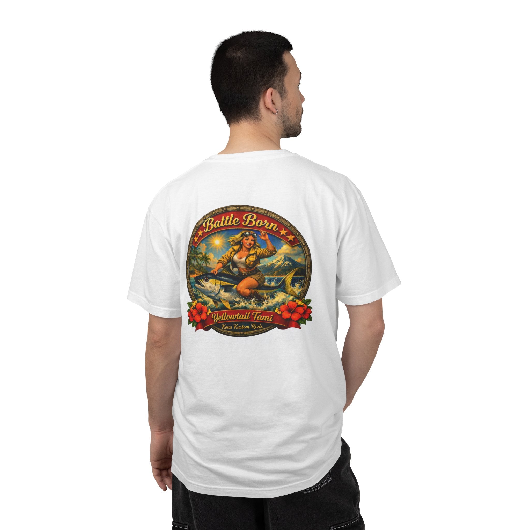 Yellow Tail T-Shirt — "Battle Born" Vintage Pinup Graphic