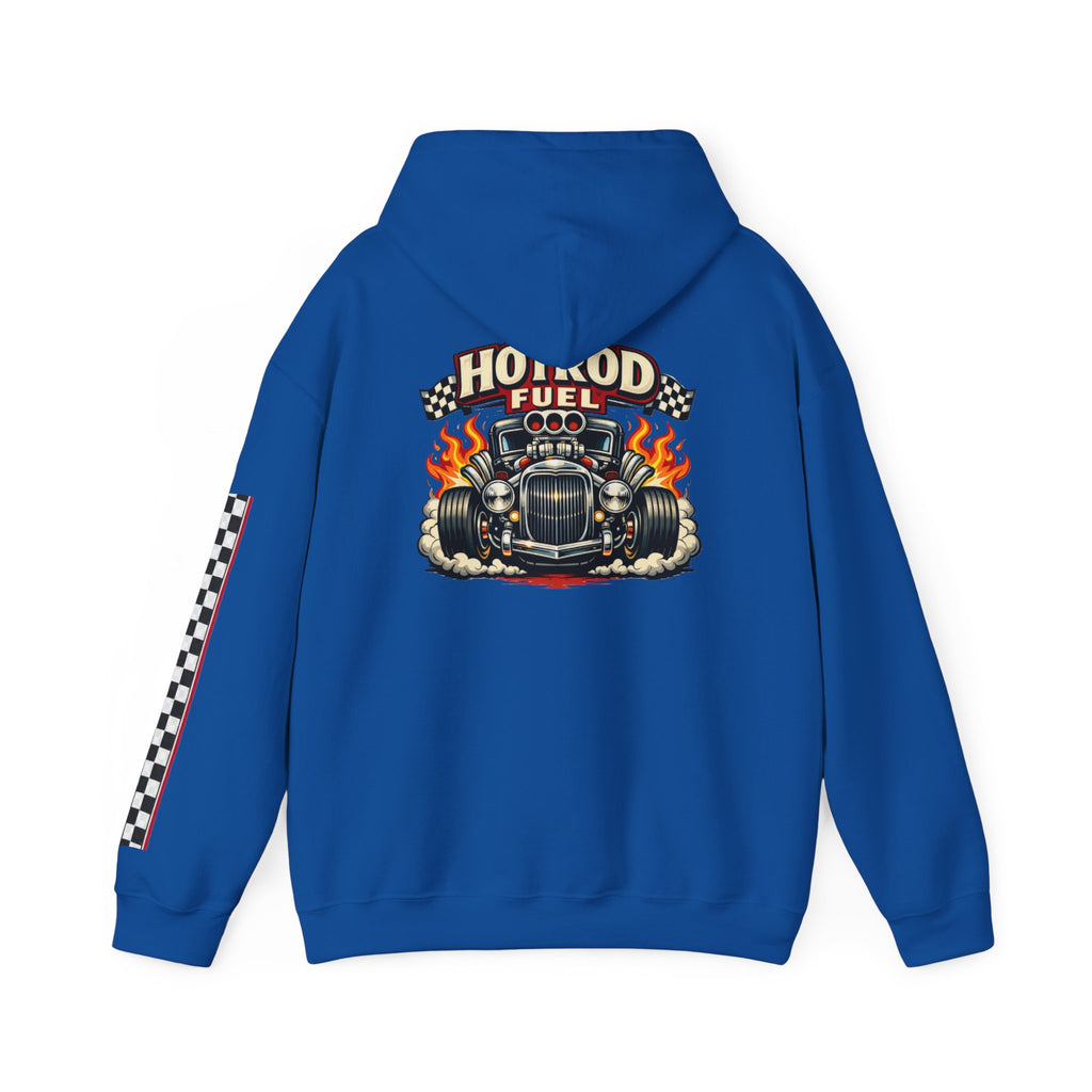 Hot Rod Hoodie — "Hot Rod Fuel" Vintage Car Racing Pullover