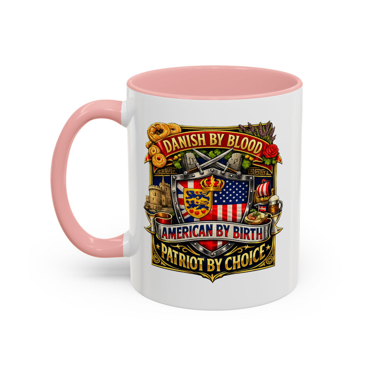Danish/American Pride Danish by Blood, American by Birth Accent Coffee Mug (11/15oz)