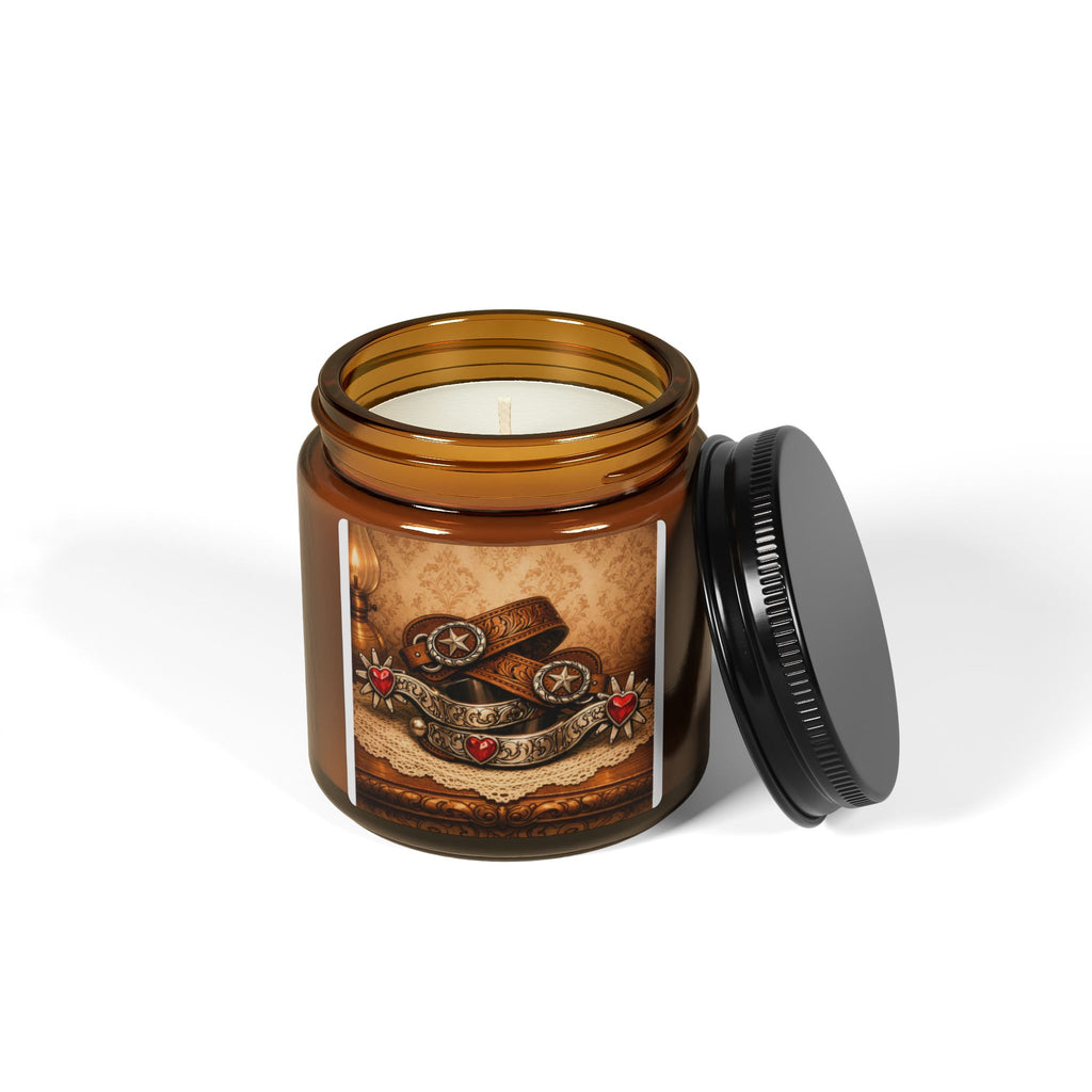 Rustic Cowgirl Scented Soy Candle — Amber Jar (Warm Spice & Cedar)