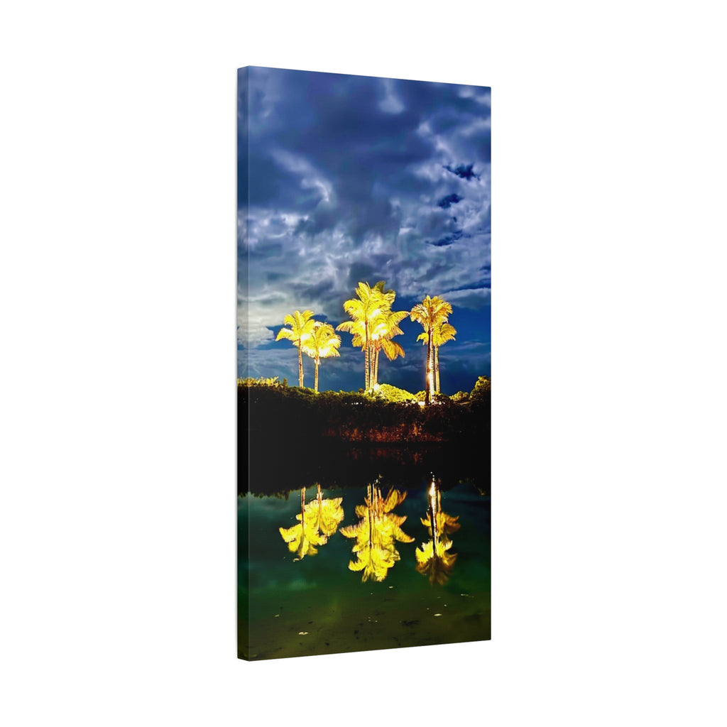 Palm Tree Reflection Matte Canvas Wall Art — Quanta Roo, Tropical Evening