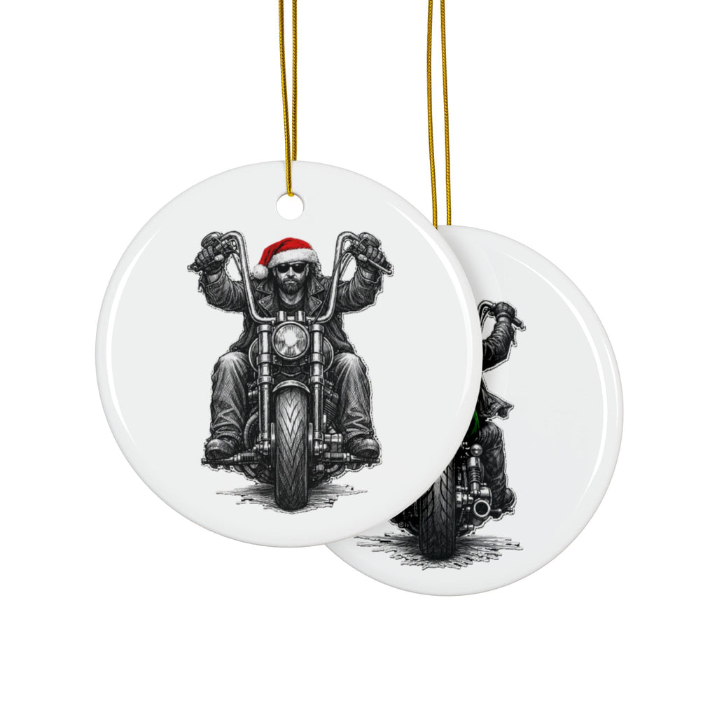 Copy of Biker Motorcycle Ceramic Ornament — Double-Sided Round Holiday Decoration