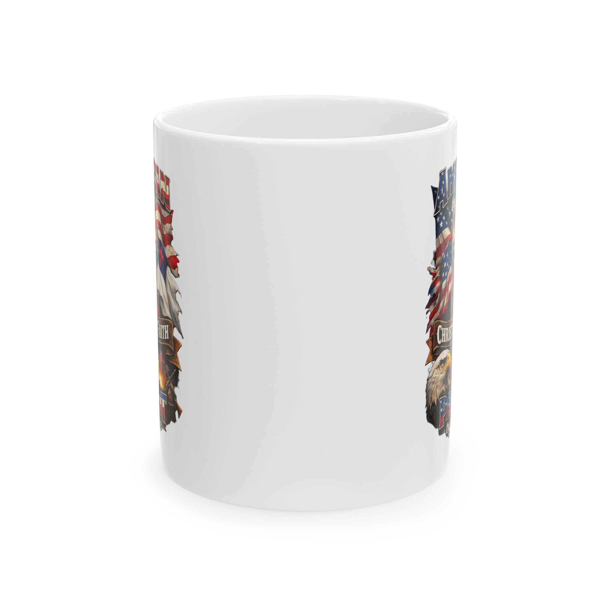 Patriotic Eagle Ceramic Mug - American Flag Skull Design (11oz, 15oz)