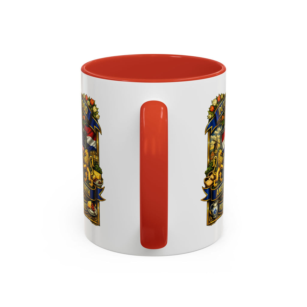 Dutch/American Pride Mug with Vintage Botanical Crest Design