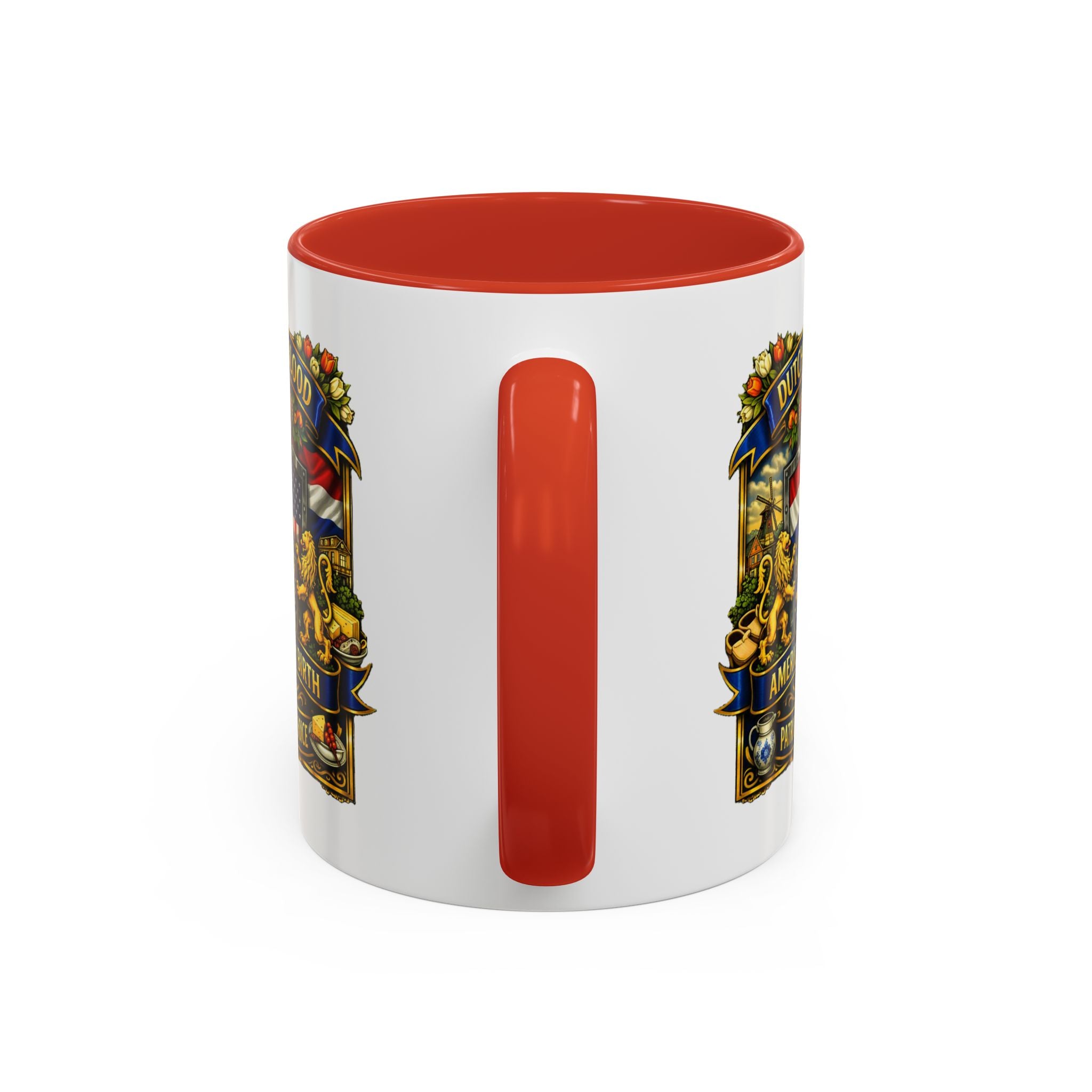 Dutch/American Pride Mug with Vintage Botanical Crest Design