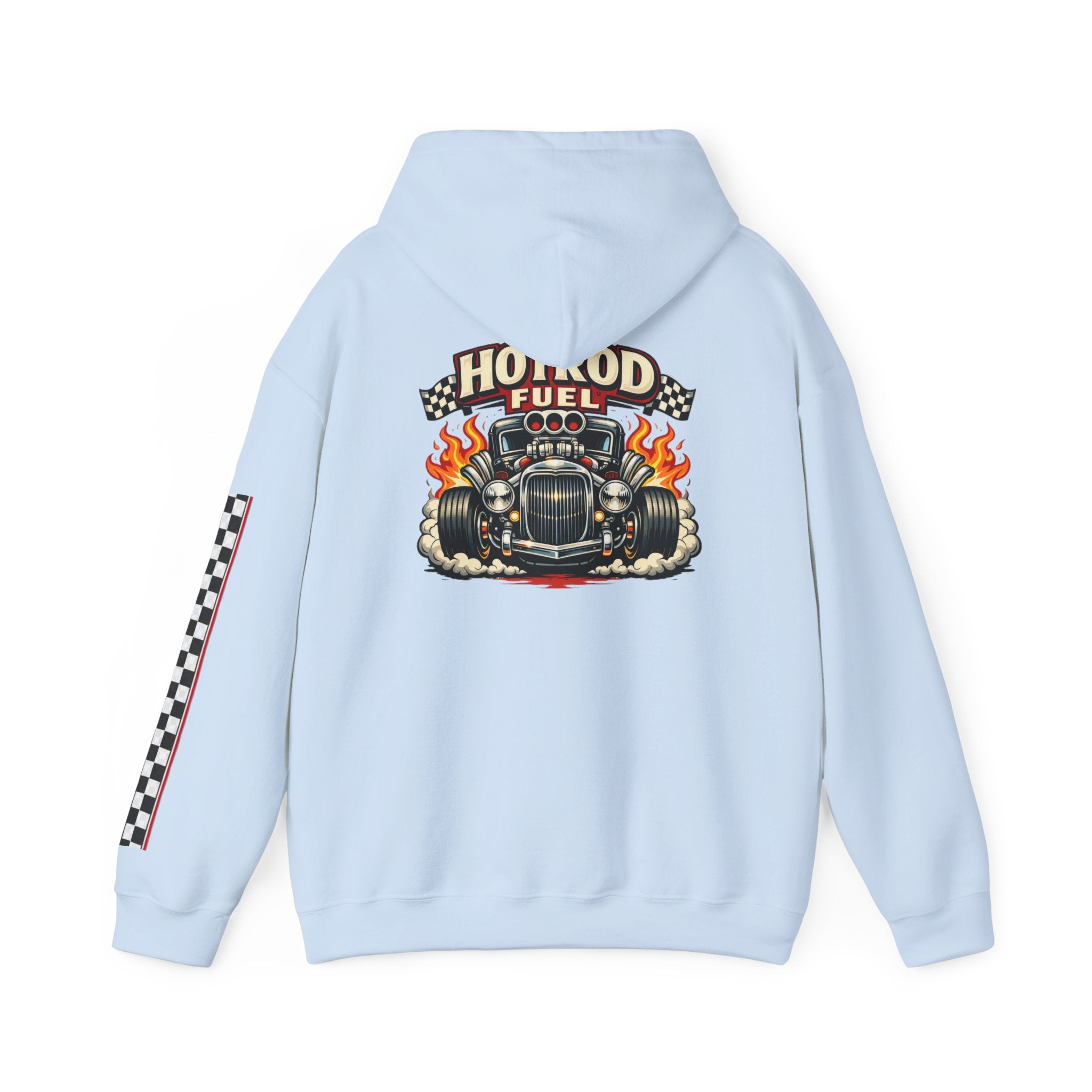 Hot Rod Hoodie — "Hot Rod Fuel" Vintage Car Racing Pullover