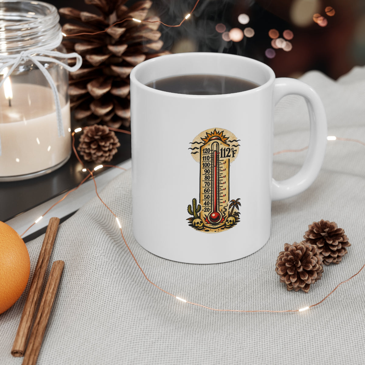 Arizona Skull Cowboy Mug — Western Skull with Guns & Cactus 11oz