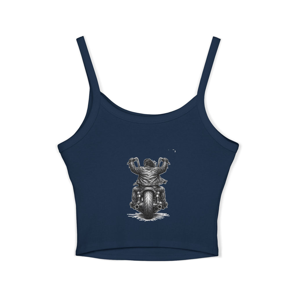 Motorcycle Rider Crop Tank Top — Vintage Biker Graphic
