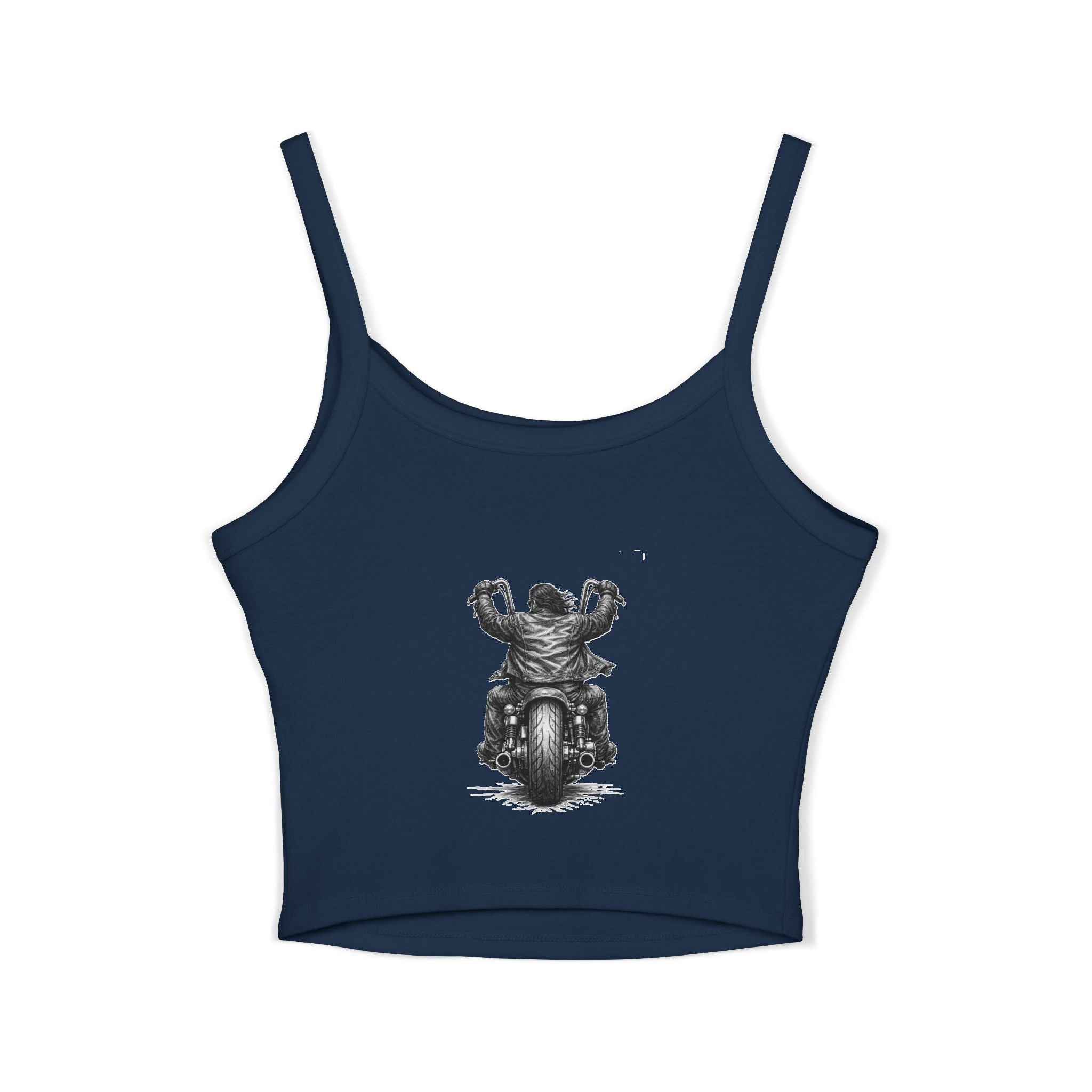 Motorcycle Rider Crop Tank Top — Vintage Biker Graphic