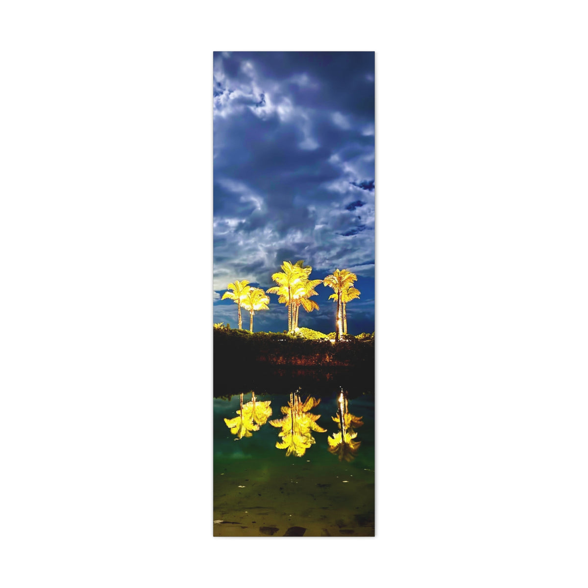Palm Tree Reflection Matte Canvas Wall Art — Quanta Roo, Tropical Evening