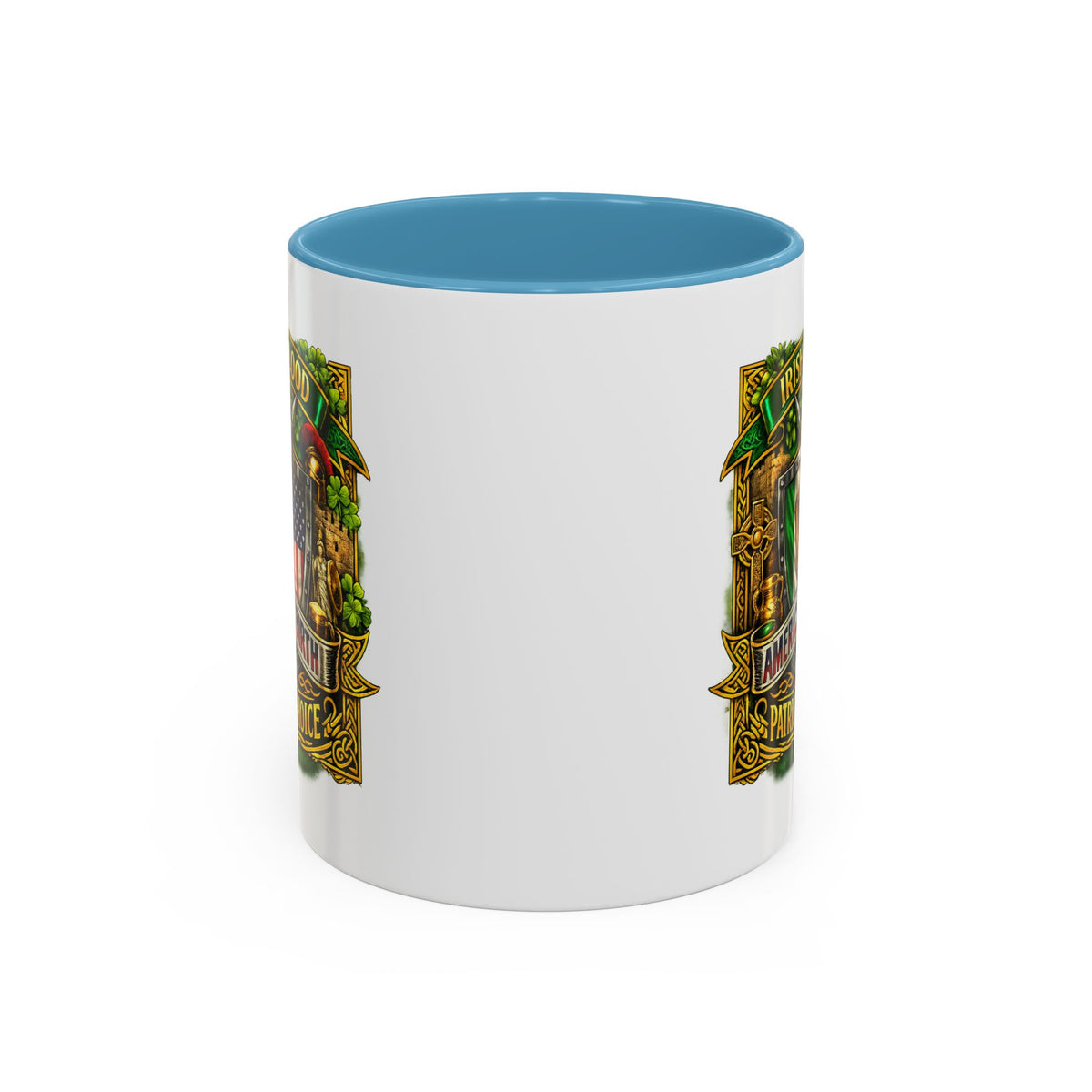 Irish Pride Coffee Mug — "Irish by Blood, American by Birth, Patriot by Choice" Patriotic Ceramic Mug