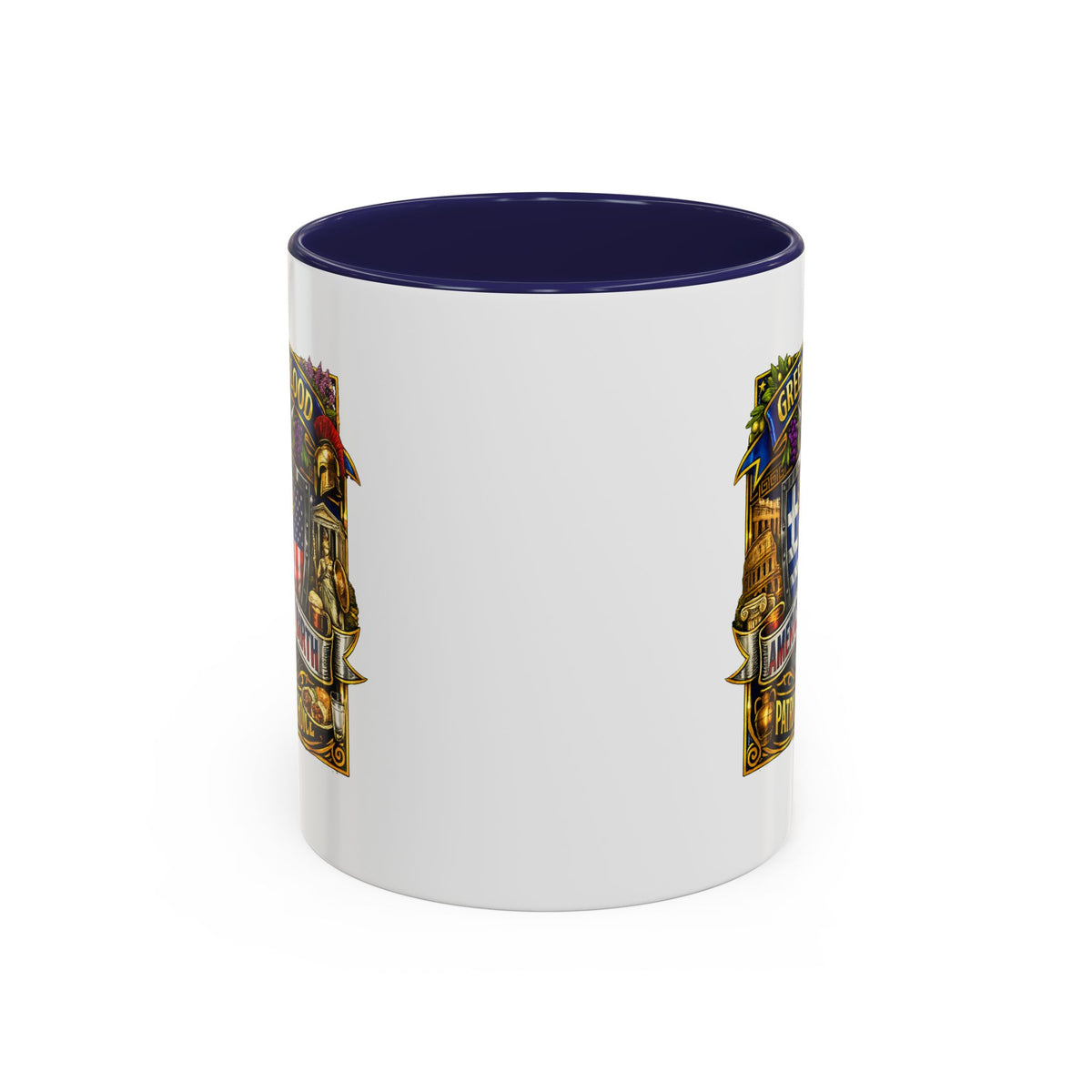 Greek by Blood, American by Birth Accent Coffee Mug – Patriotic Greek Heritage 11/15oz