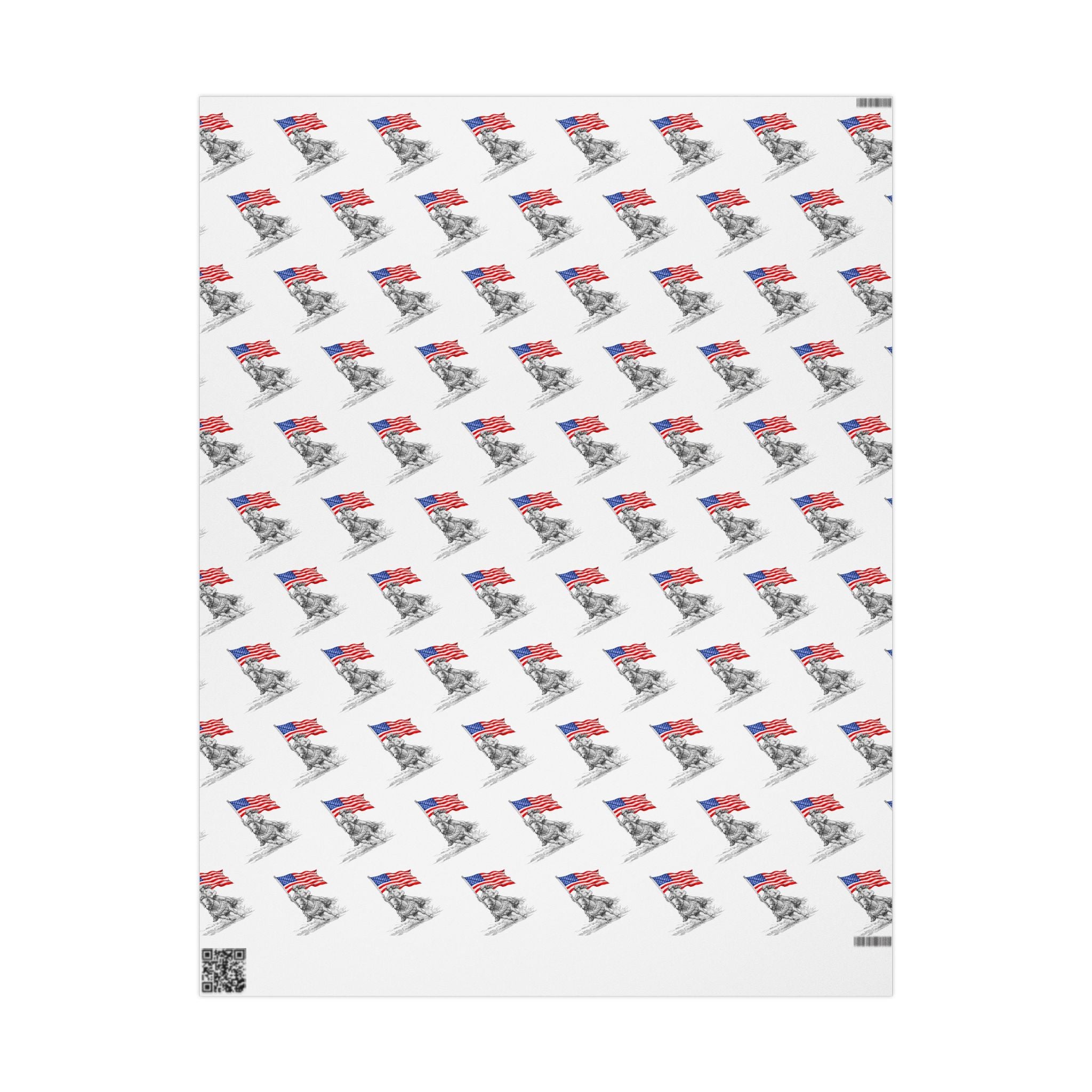 Grand Entry Cowgirl Wrapping Paper Roll — Red, White & Blue, Black Sketch Rodeo Gift Wrap