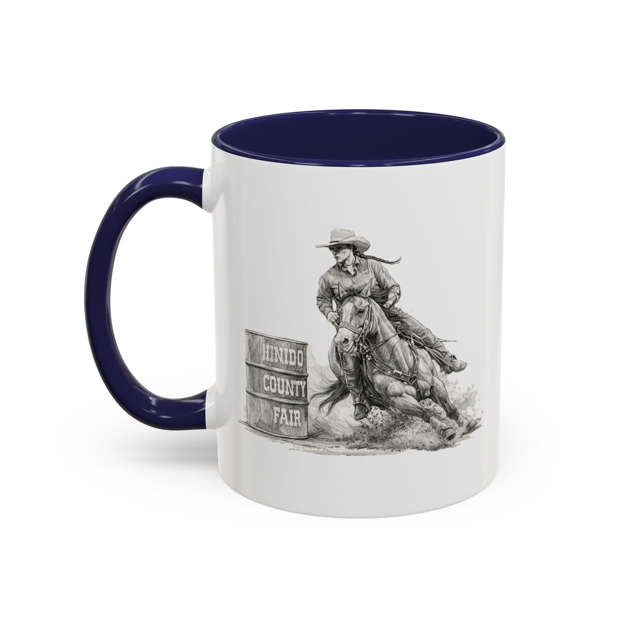 Barrel Racing Coffee Mug — "Horse and Rider Focused on the Next Barrel"