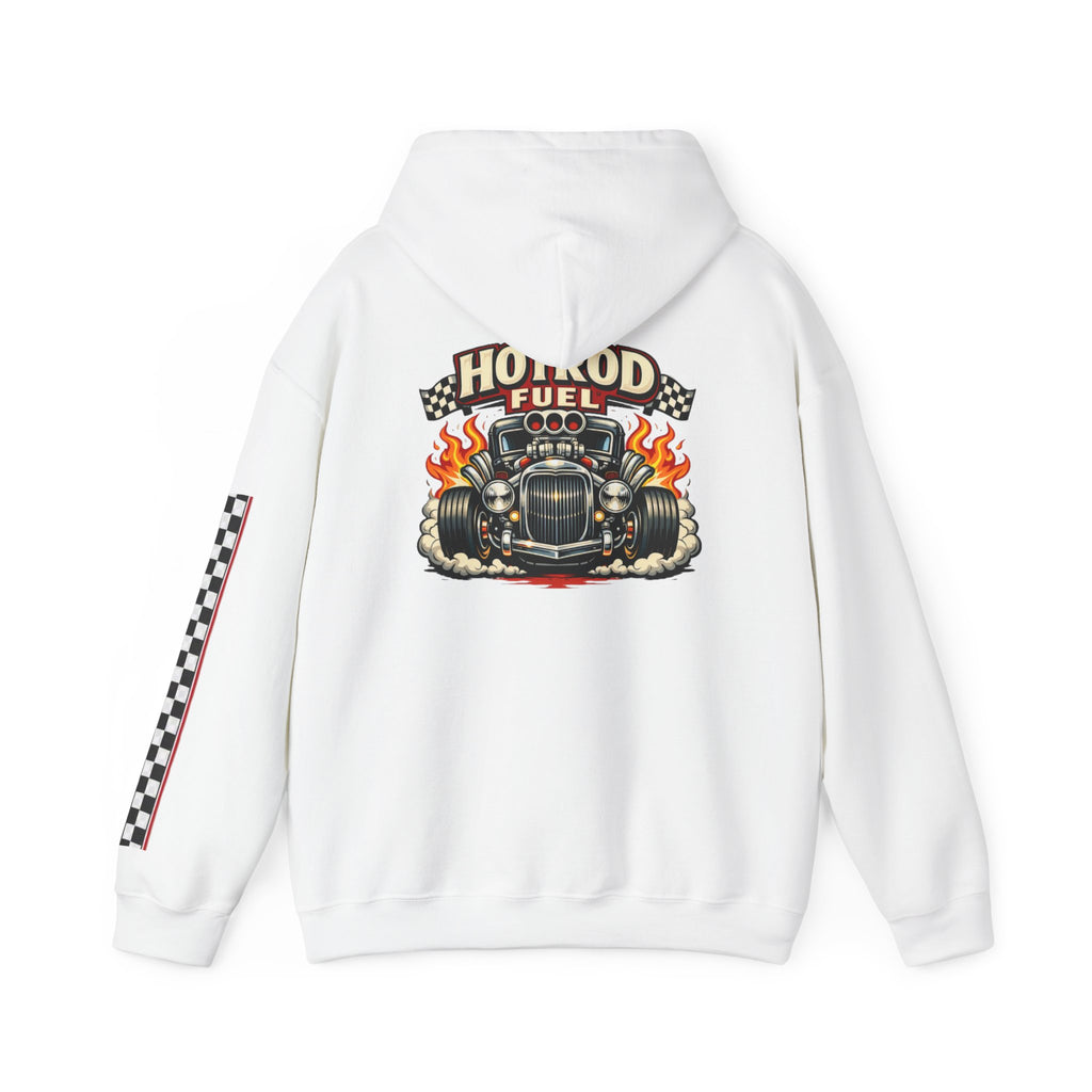 Hot Rod Hoodie — "Hot Rod Fuel" Vintage Car Racing Pullover