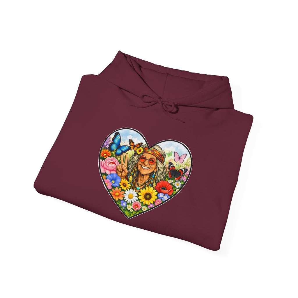 Heart Floral Hippie Hoodie - Vintage Flower Child Pullover